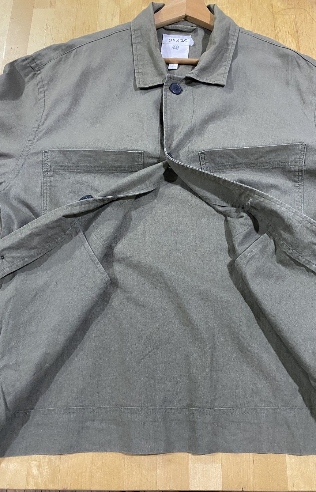 H&M H&M Olive Army Green Chore Work Jacket Overshirt Size US L / EU 52-54 / 3 - 3 Thumbnail