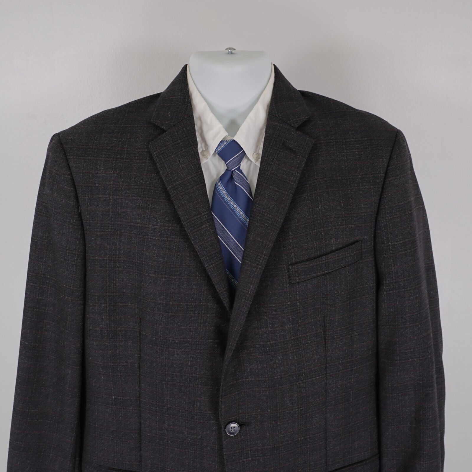 Calvin Klein Calvin Klein Wool Gray Check W/ Purple Windowpane 2 Button B Size 42L - 1 Thumbnail
