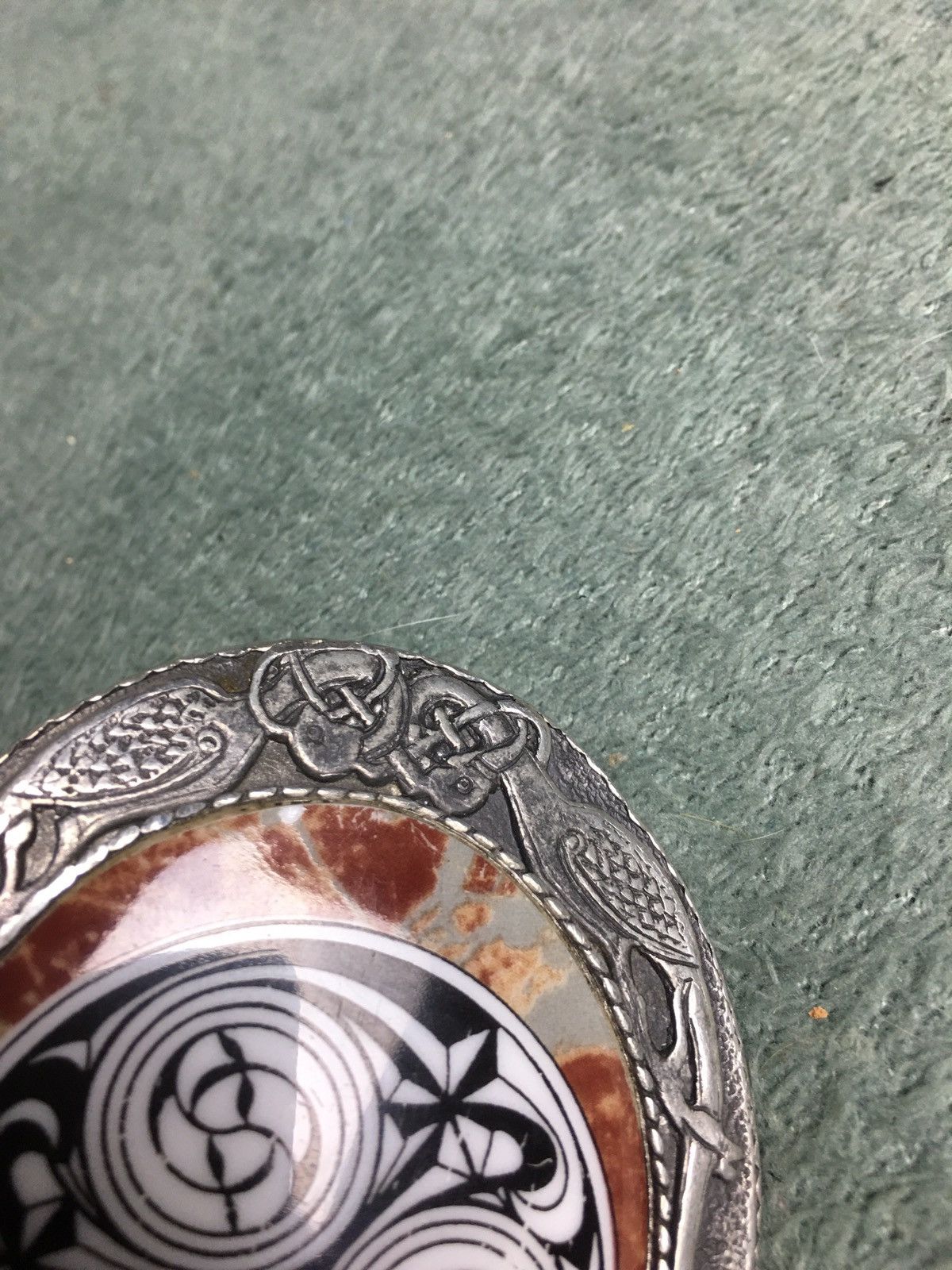 Sendra × Vintage SENDRA Vintage Embroidery Leather Ceramic Buckle Belt Sz 100 Size ONE SIZE - 3 Thumbnail