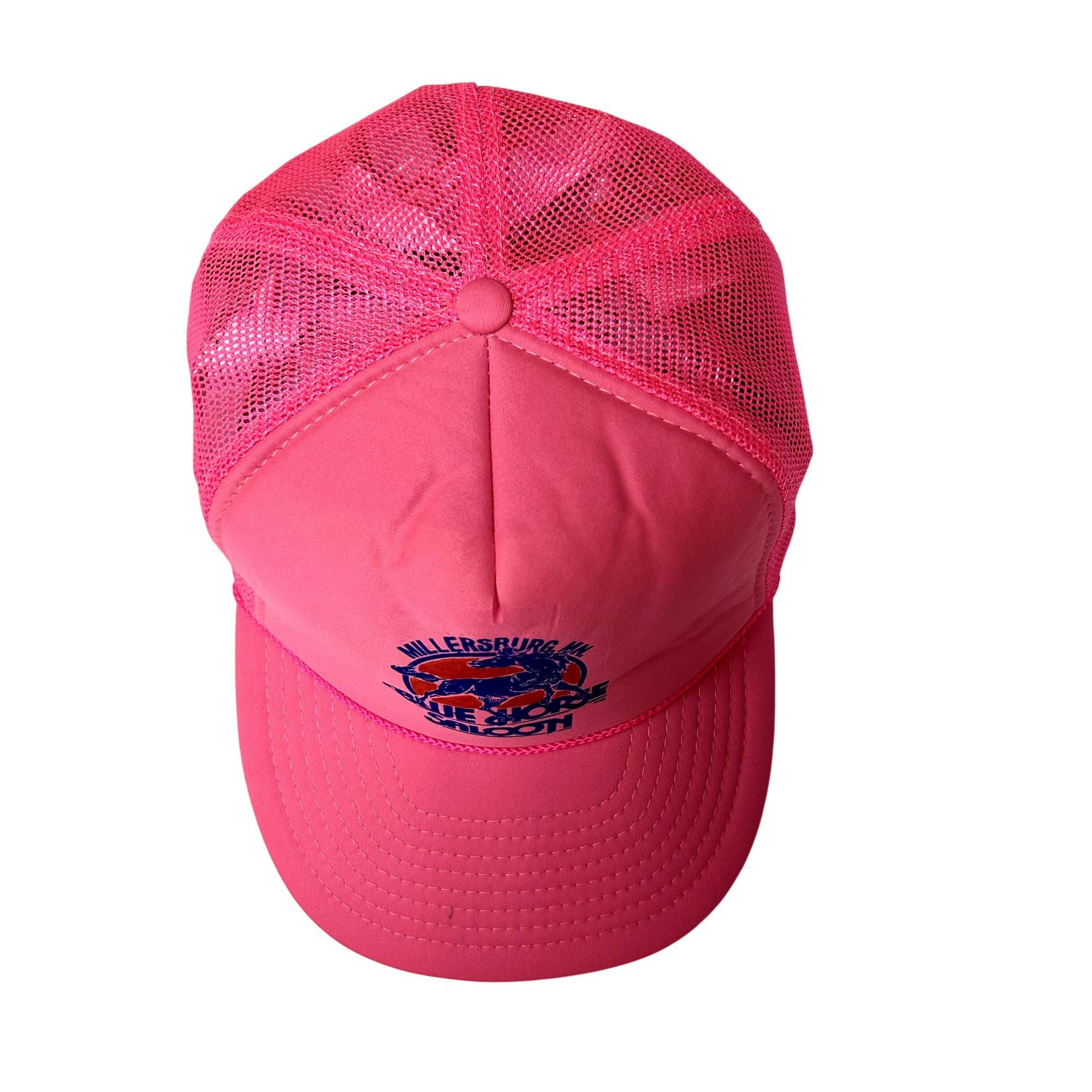 Nissan 90's NEON PINK Mesh TRUCKER Hat BLUE HORSE SALOON Snapback Size ONE SIZE - 4 Thumbnail