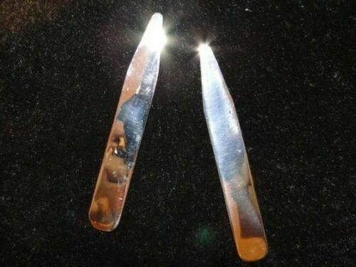 Designer Polished Sterling Silver Collar Stays 2.5" Alberto Juan Size ONE SIZE - 1 Thumbnail