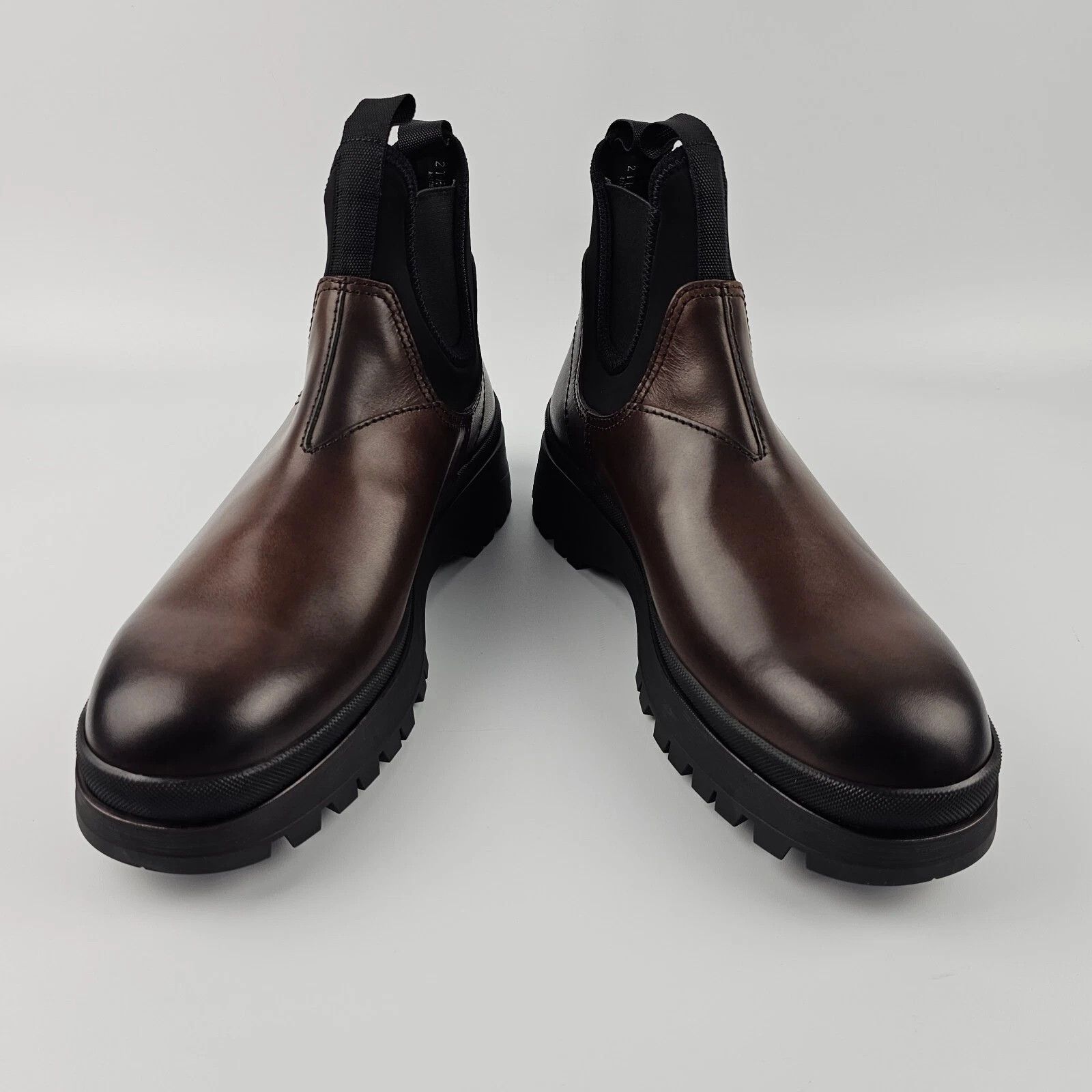Prada PRADA Brown Leather Stretch Fabric Chelsea Boots Size US 6 / EU 39 - 9 Thumbnail