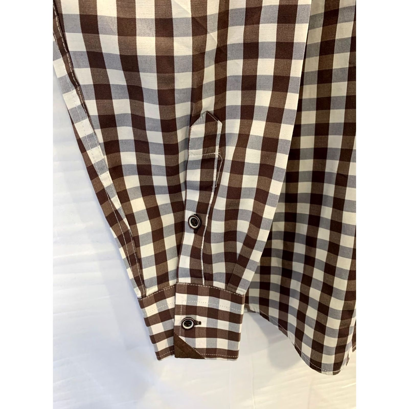 Giorgio Armani Giorgio Armani Le Collezioni Dress Shirt Brown Check Long Sleeve M Mens Size 40R - 7 Thumbnail