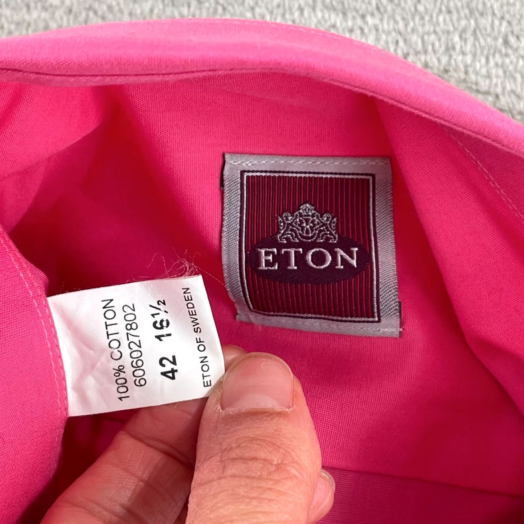 Eton VINTAGE ETON Dress Shirt Men 42 16.5 Pink French Cuff Designer Long Sleeve NWOT Size 46R - 2 Thumbnail