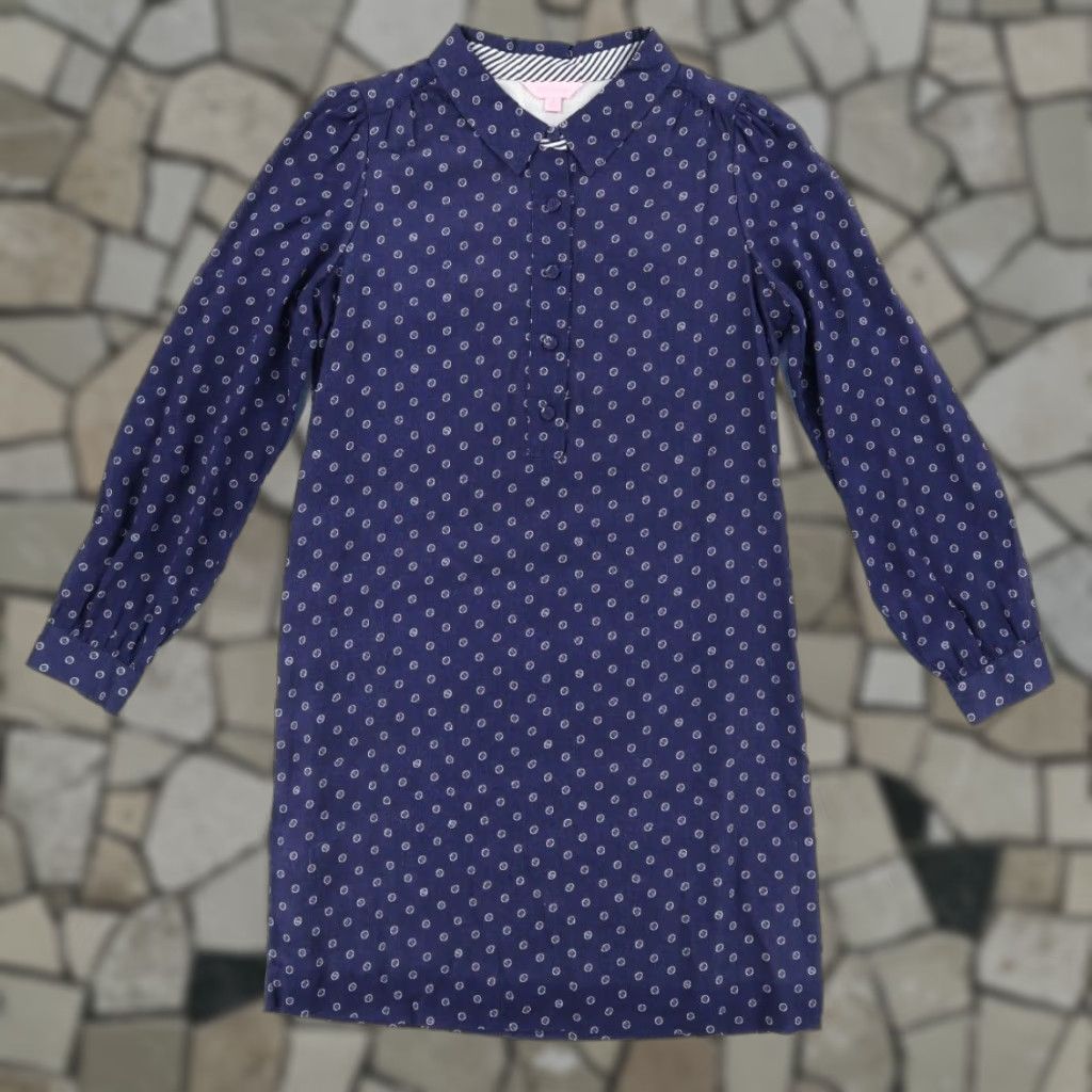 Lilly Pulitzer Lilly Pulitzer Button Print Popover Dress Dotted Long Sleeve Navy Blue Women's 6 Size M / US 6-8 / IT 42-44 - 1 Thumbnail