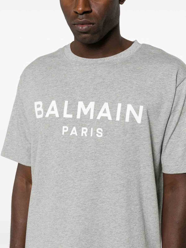 Balmain o1s1wg110925 Logo Print Cotton T-Shirt in Grey Size US XL / EU 56 / 4 - 5 Thumbnail