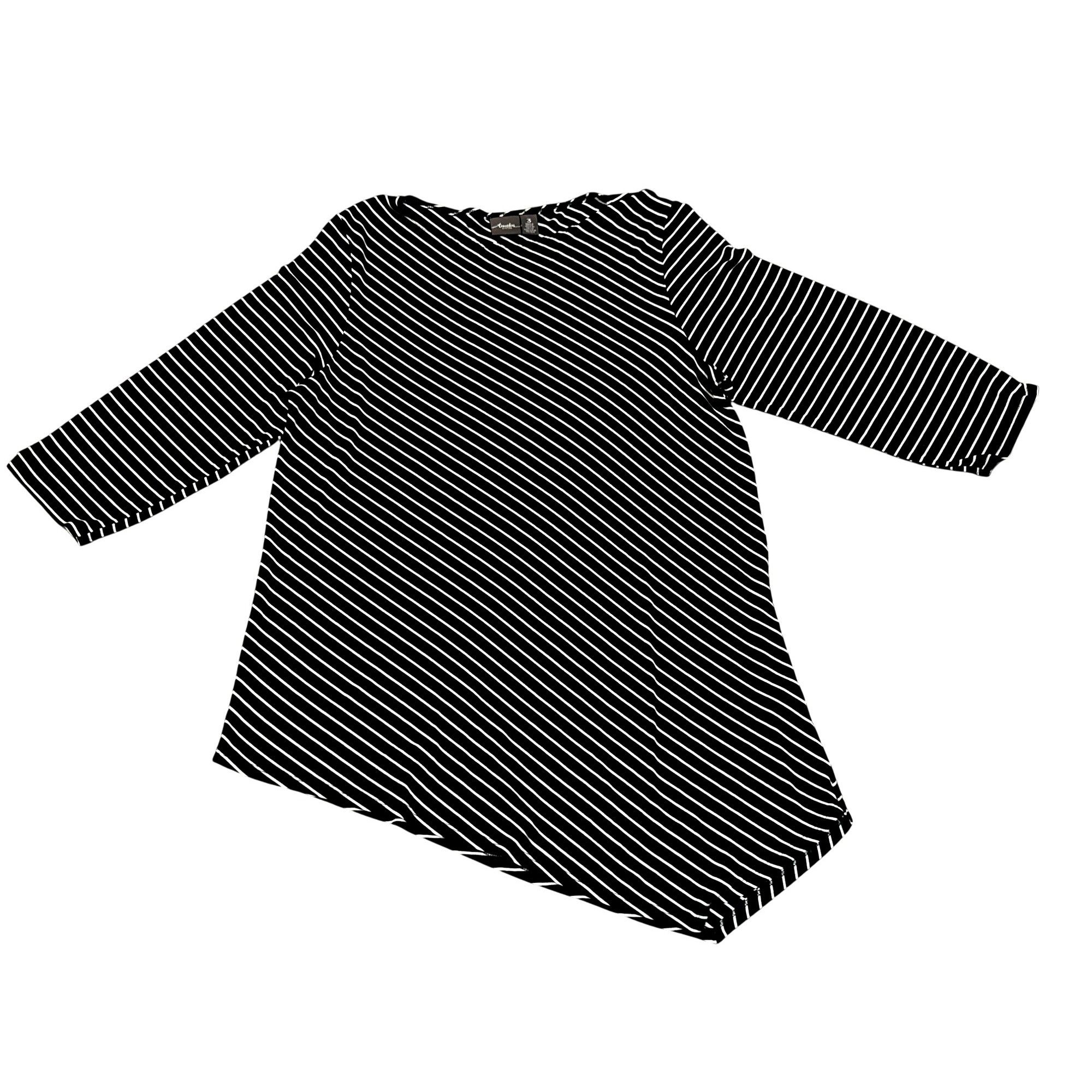 Chicos Chicos Black White Striped Asymmetrical Long Sleeve Tunic Dr Size XL / US 12-14 / IT 48-50 - 10 Thumbnail