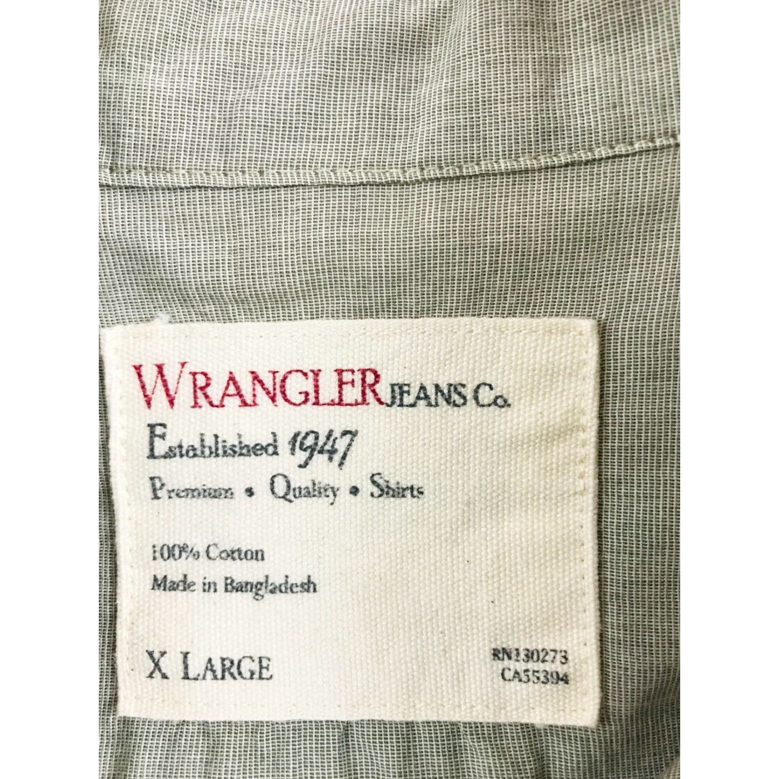 Wrangler Wrangler Shirt Men's XL Green Button Up Pockets Flaps Long Sleeve Size US XL / EU 56 / 4 - 6 Thumbnail