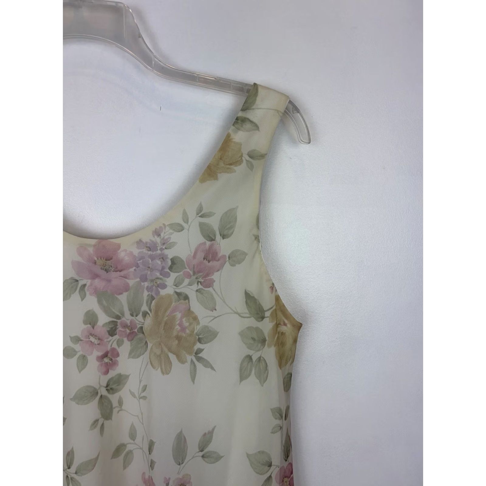 Vintage VINTAGE Y2K Floral Maxi Dress Purple Green Purple Oversize Flower Sleeveless Scoop Neck Chiffon Polyester Women 12 Size XL / US 12-14 / IT 48-50 - 4 Thumbnail