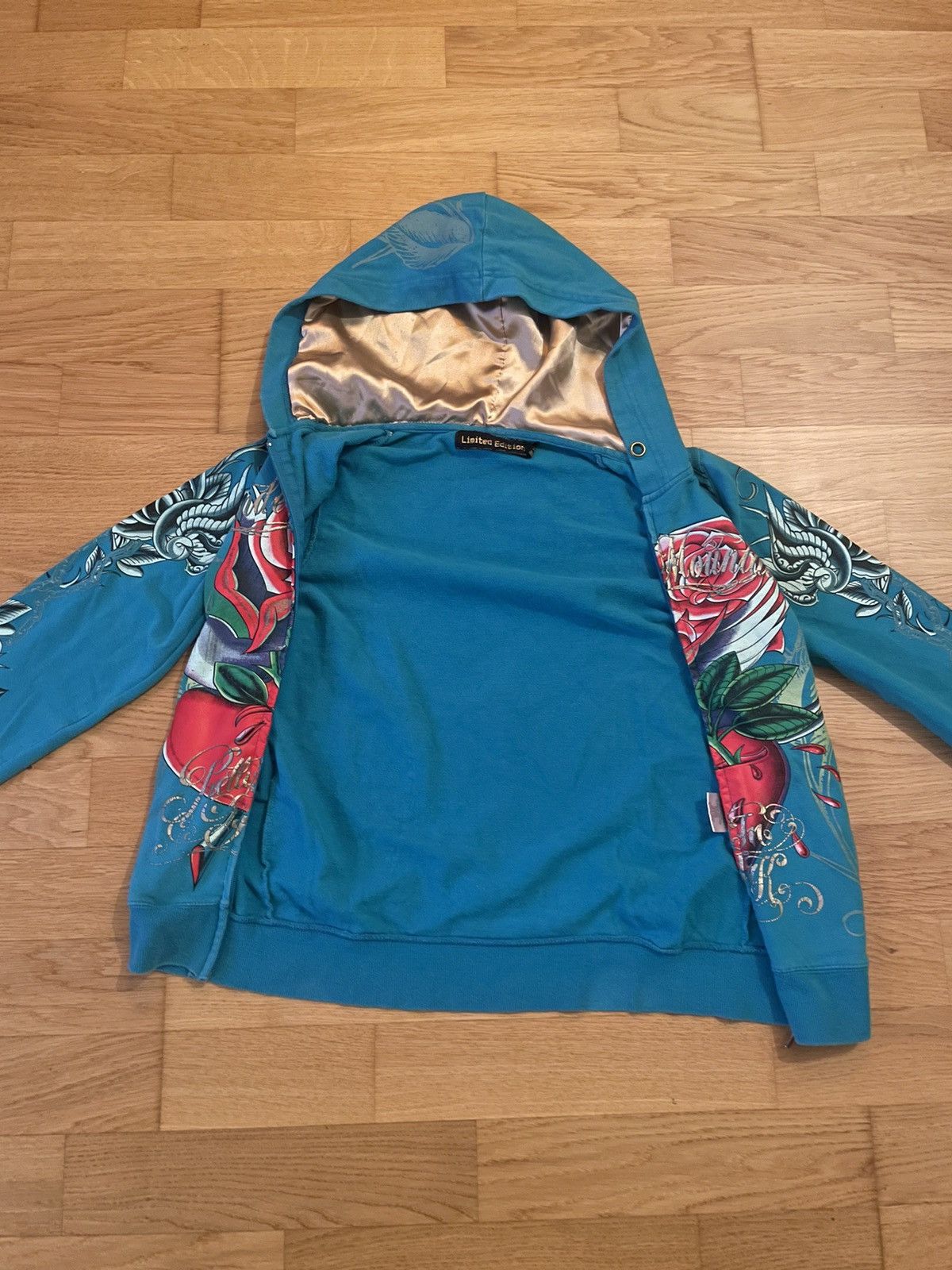 Vintage vintage y2k printed „Longsleeve Hoodie Poison Heart“ Size L / US 10 / IT 46 - 3 Thumbnail