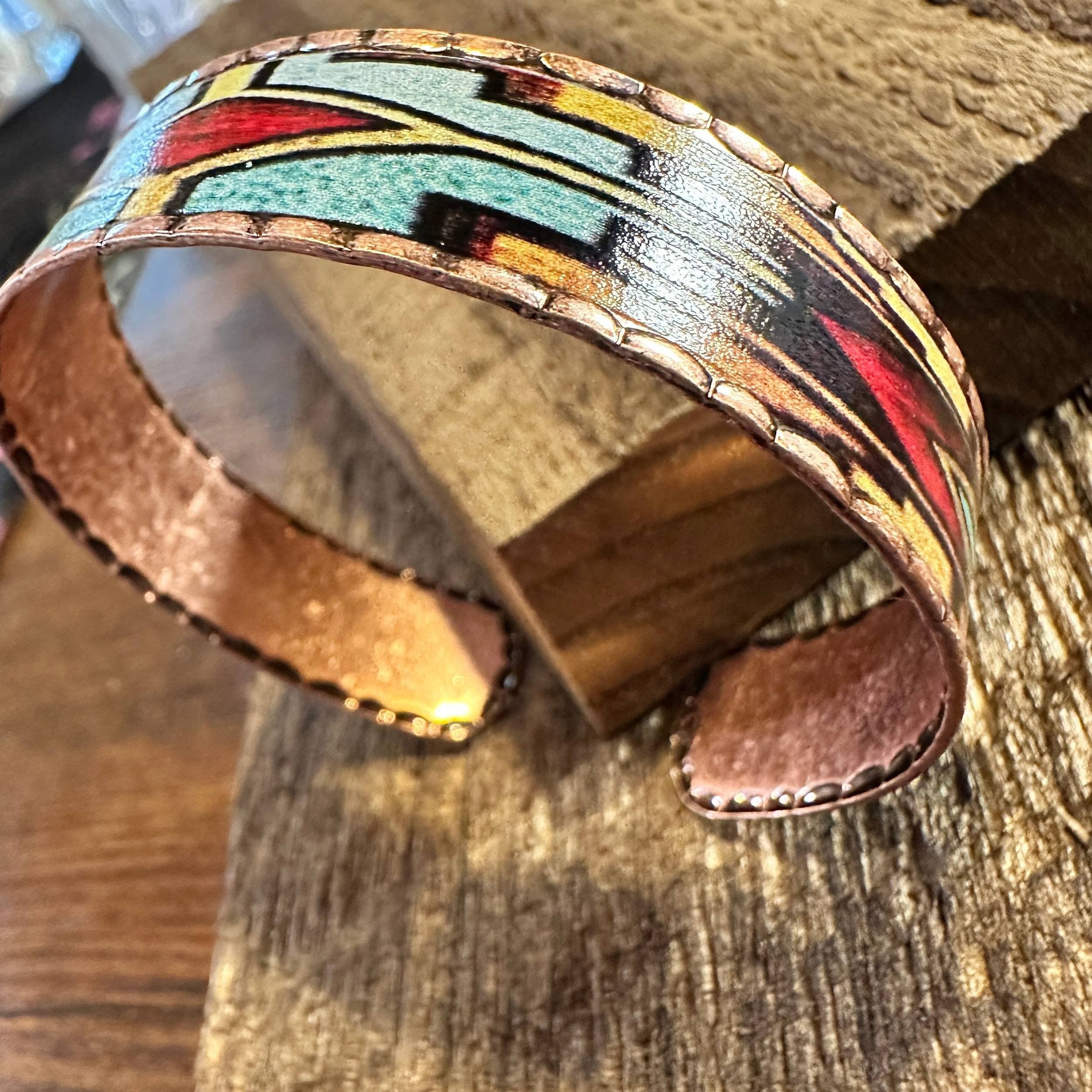 Other Handmade Boho Native American Navajo Copper Narrow Cuff Brac Size ONE SIZE - 8 Thumbnail