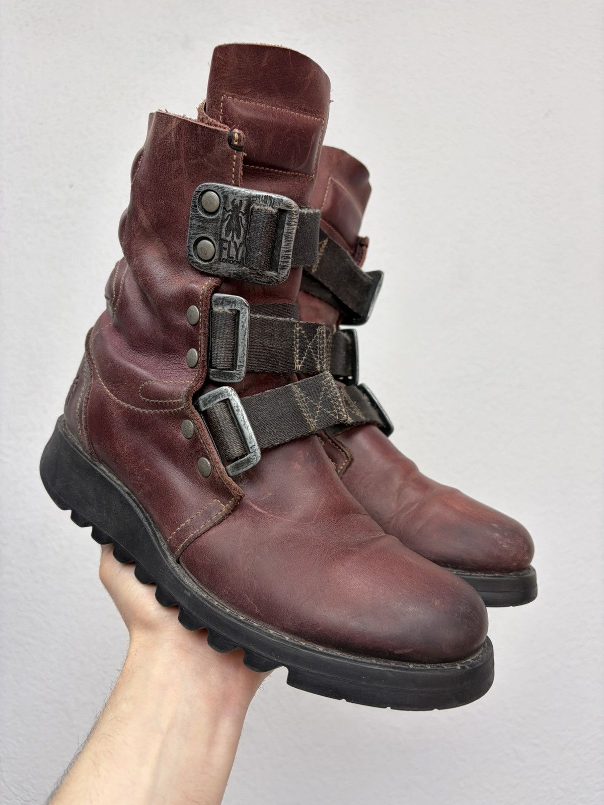 Hedi Slimane Vintage Rick Owens Vibe Leather Combat Biker Boots Archive Size US 6.5 / EU 39-40 - 3 Thumbnail