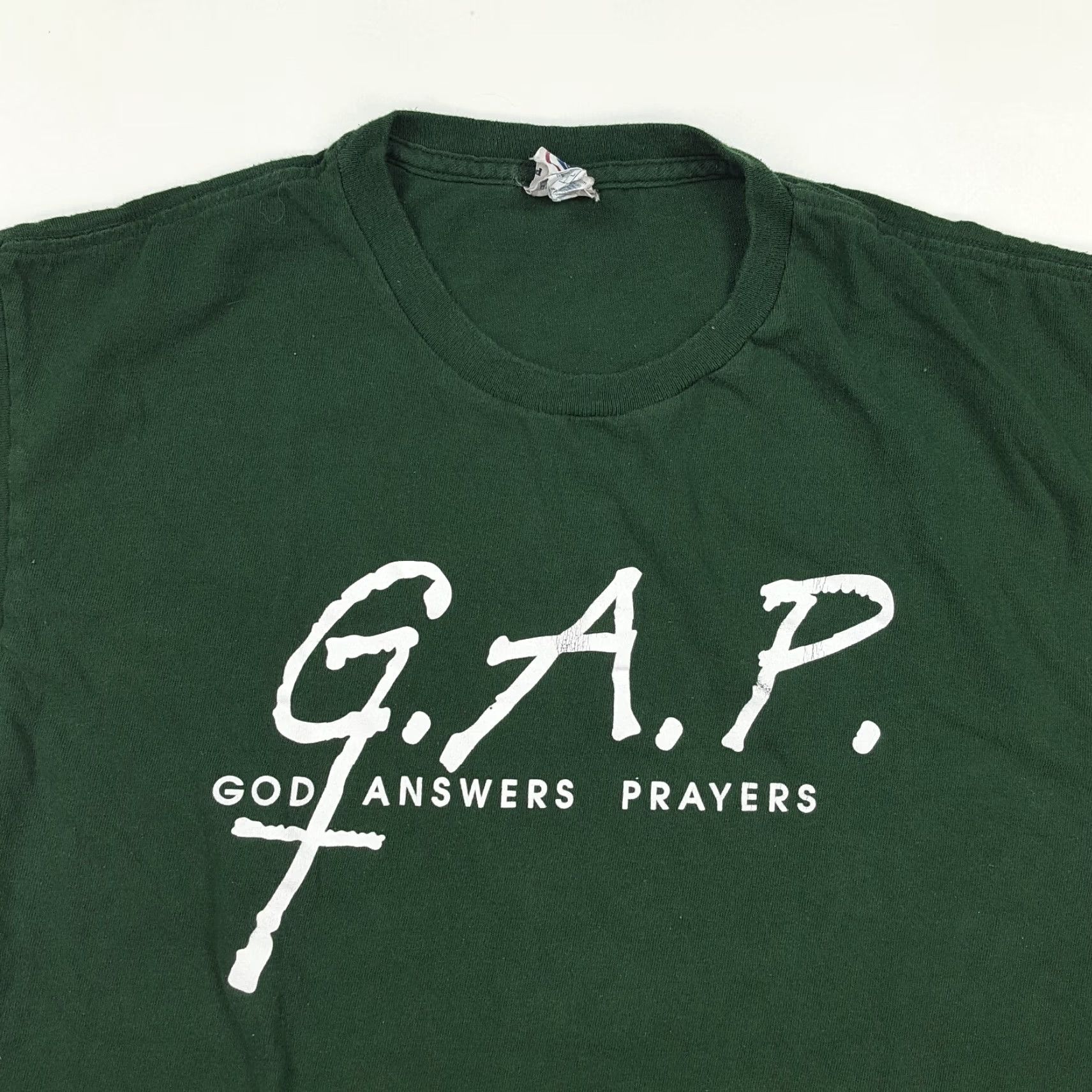Delta VINTAGE GAP Parody Religious Men's M Jesus God Green Y2K Retro T Shirt Size US M / EU 48-50 / 2 - 2 Thumbnail
