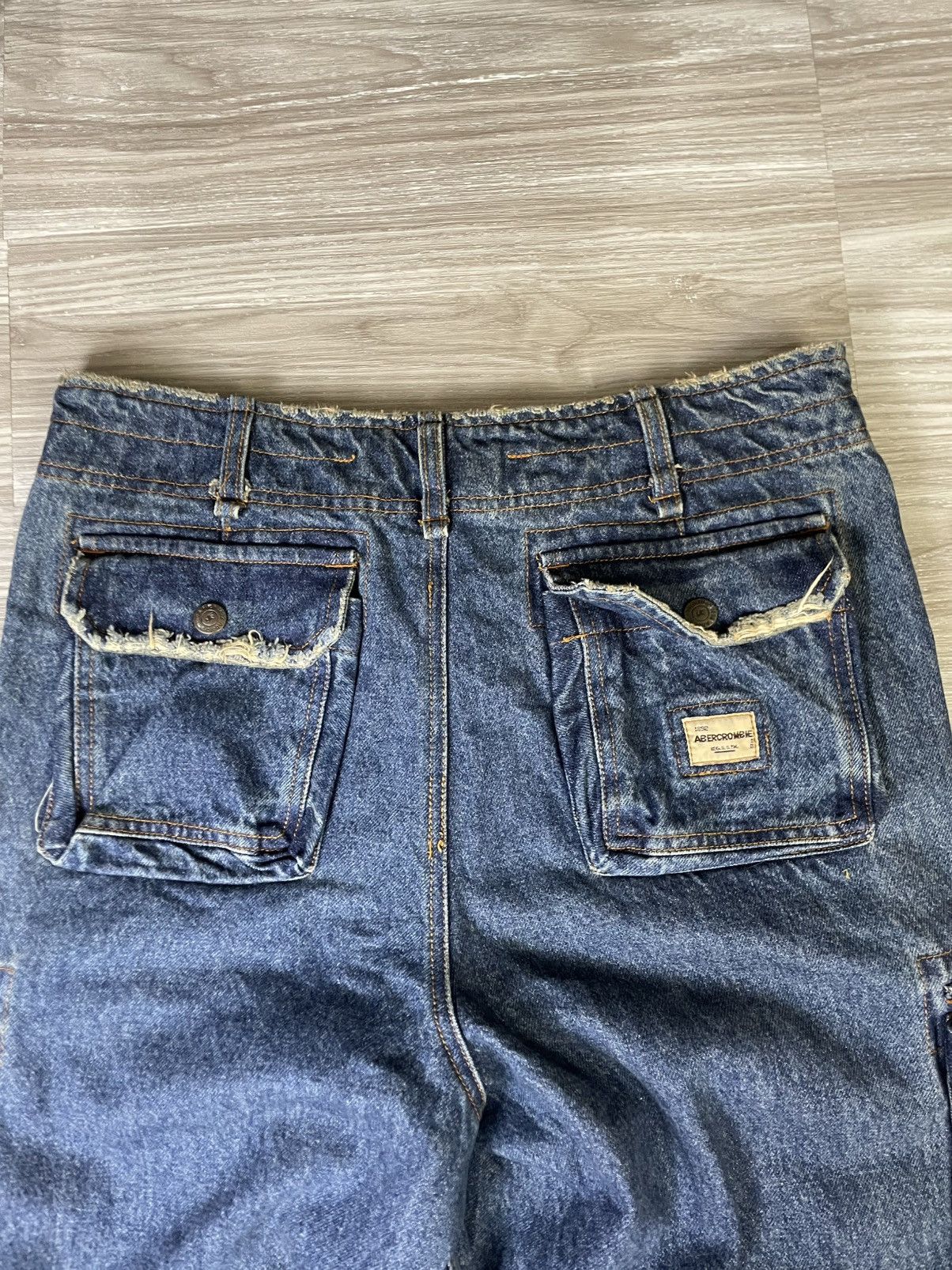 Abercrombie & Fitch × Vintage Abercrombie & Fitch Cargo Multi Pocket Blue Baggy Jeans Size US 37 - 9 Thumbnail