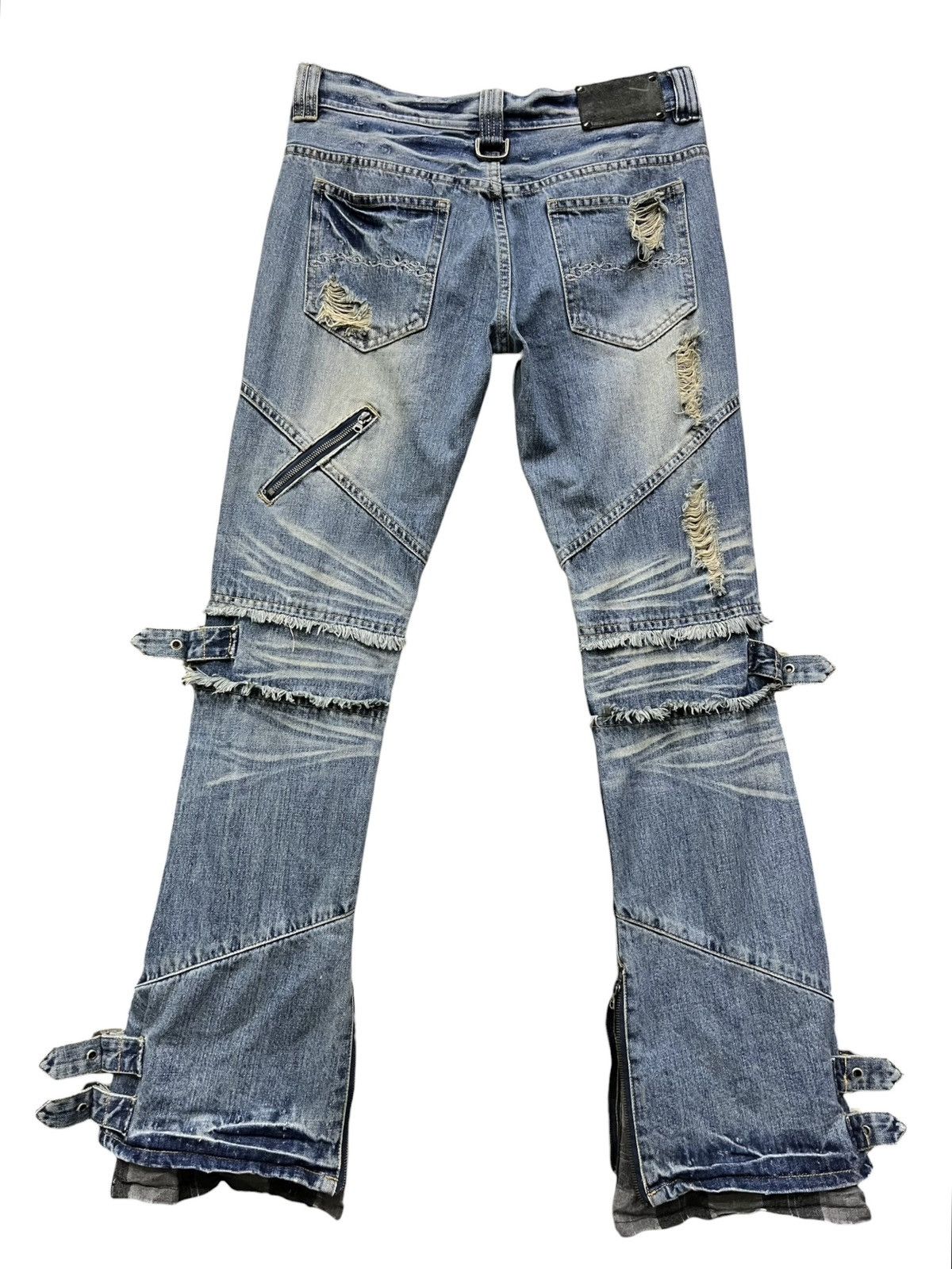 Japanese Brand 🔥Ultra Rare MIDAS Bondage Multi Zip Flare Punk Denim Japan Size US 31 - 3 Thumbnail
