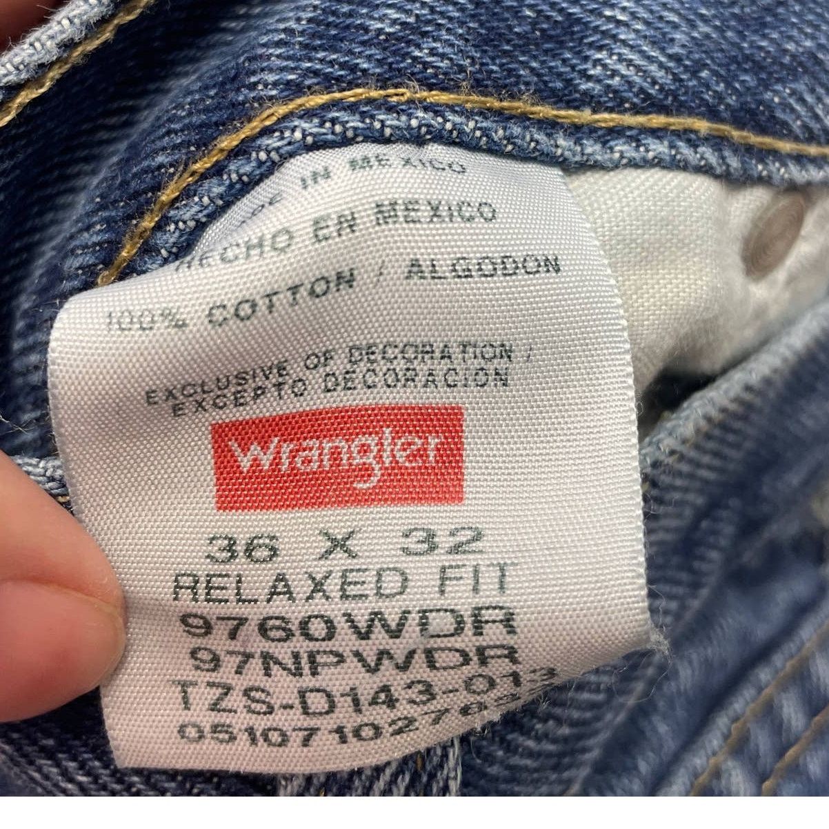 Wrangler Wrangler Mens 36 X 32 Cotton Relaxed Fit Denim Blue Jeans Size US 36 / EU 52 - 5 Thumbnail