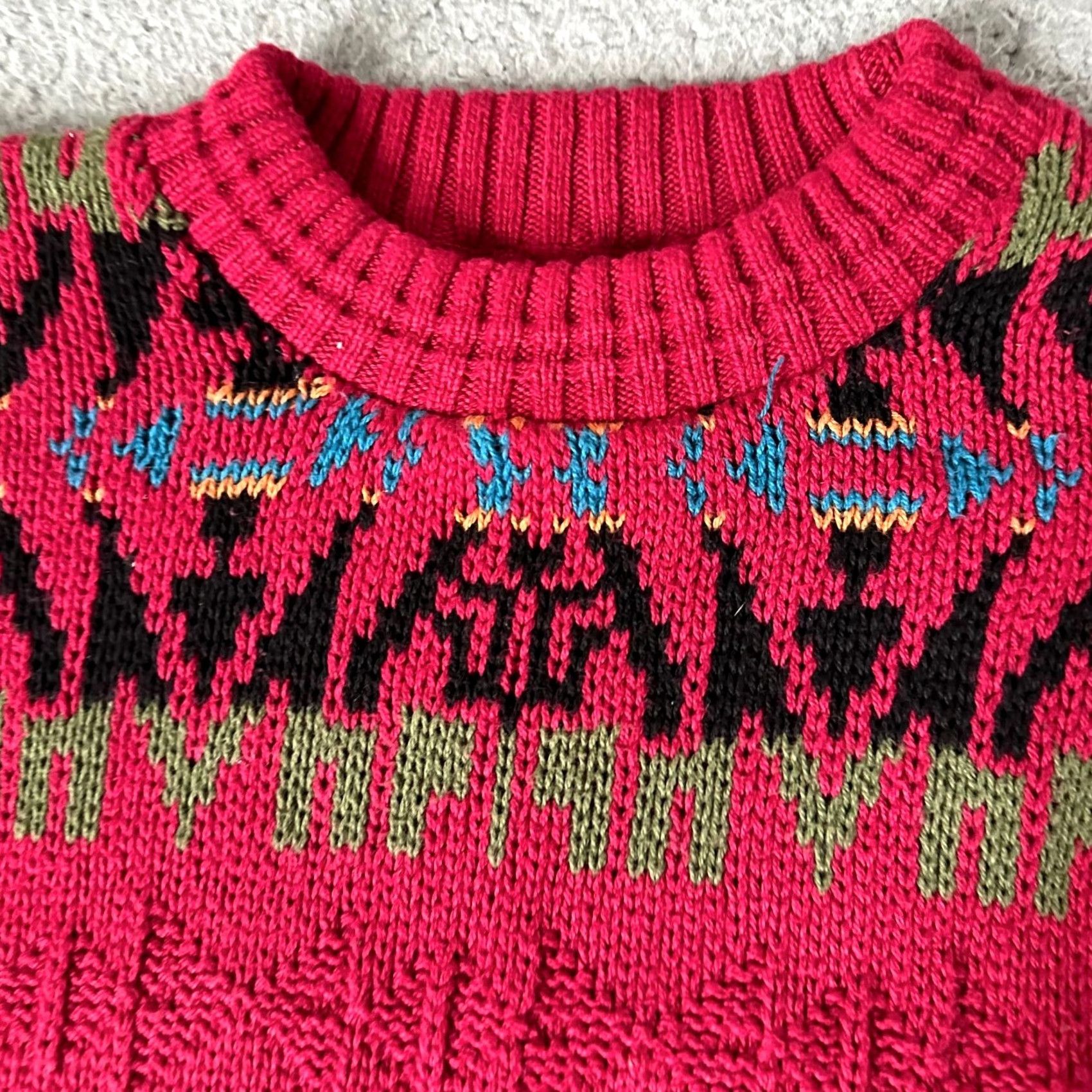 Vintage VINTAGE Lake Harmony Sweater Mens L Red Aztec 80s Crew Neck Knit Pullover Rowing Club Varsity Style Womens? Size US L / EU 52-54 / 3 - 3 Thumbnail