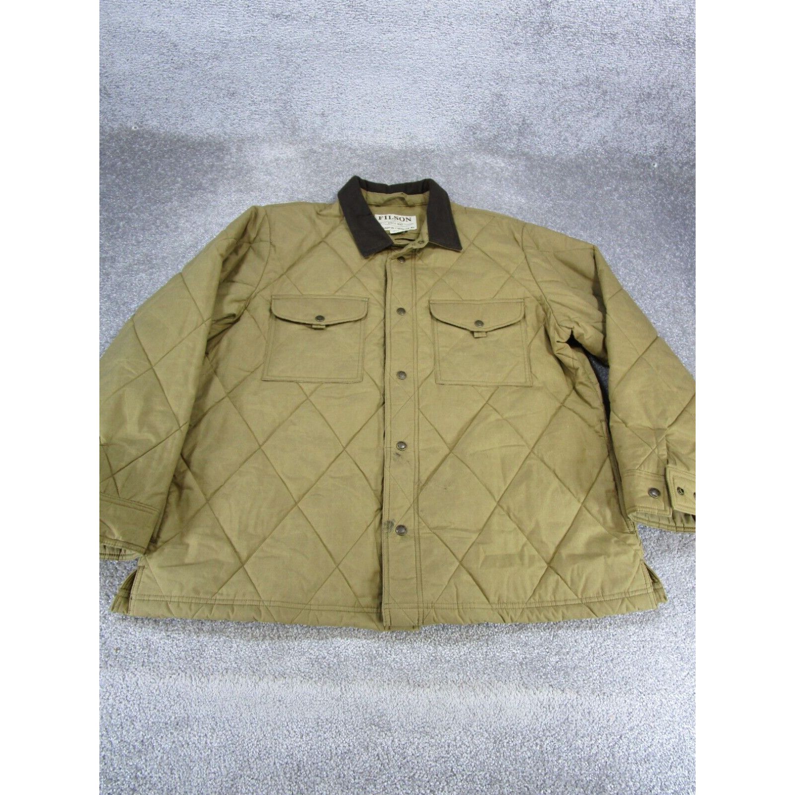 Image of Filson Jacket Mens 2Xl Beige Cotton Hyder Quilted Jac Shirt Stain in White