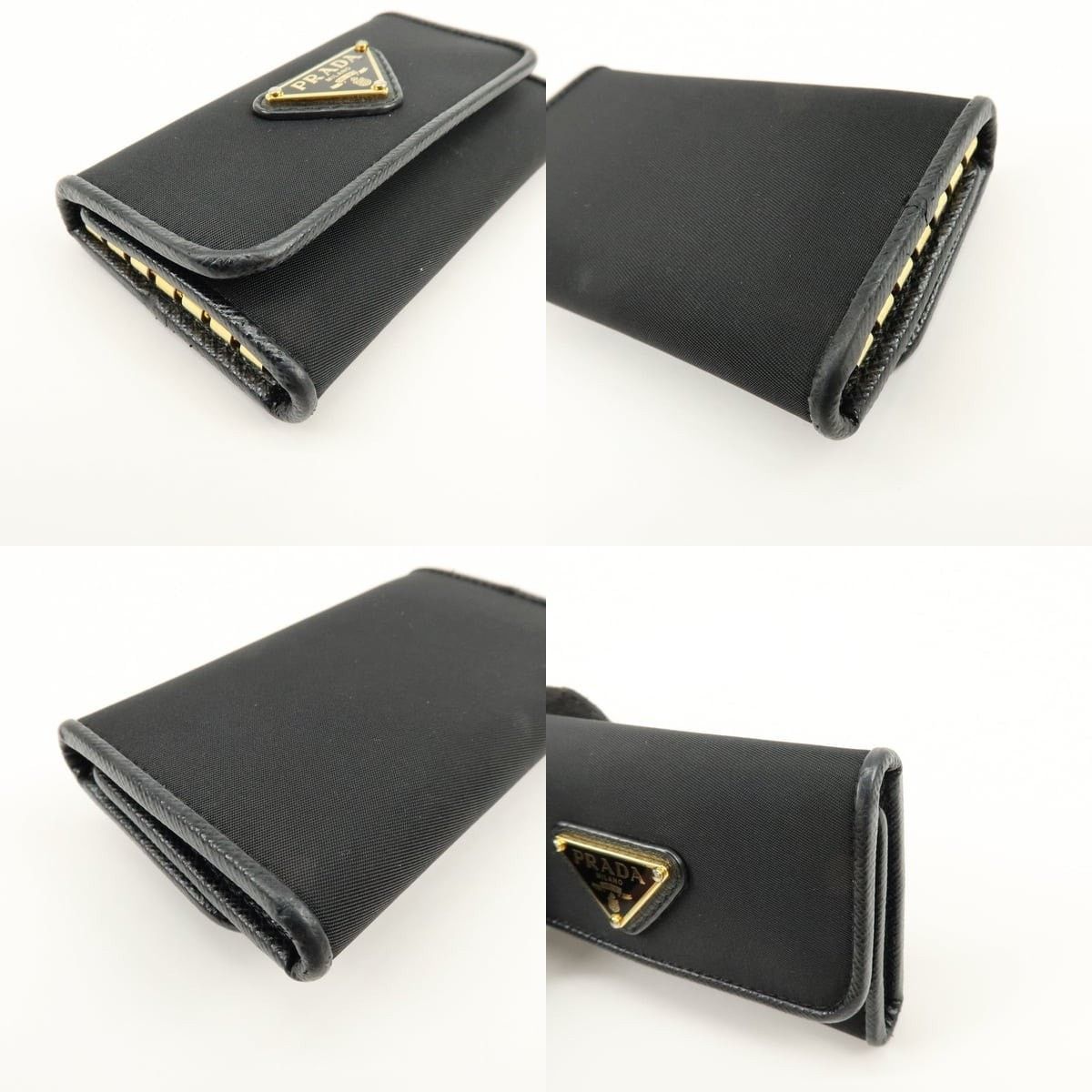 Prada Prada Triangle Logo Nylon Key Holder Black Size ONE SIZE - 4 Thumbnail