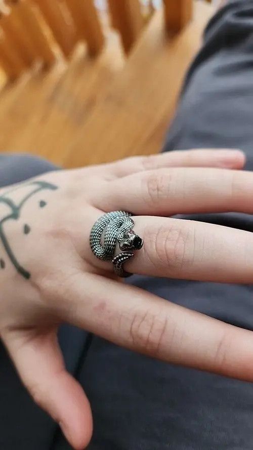 Jewelry Snake silver colour ring adjustable size Size ONE SIZE - 1 Thumbnail
