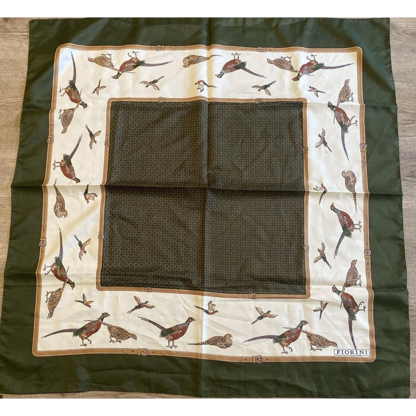 Fiorucci Vintage FIORINI Scarf Pheasants Flying Bird Italy 30" x 30" Size ONE SIZE - 1 Thumbnail