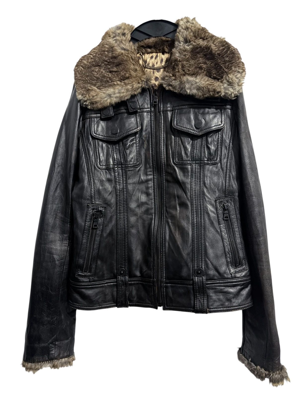 14th Addiction X chrome in X Fur Patina Style Leather Jacket Size US XS / EU 42 / 0 - 1 Thumbnail