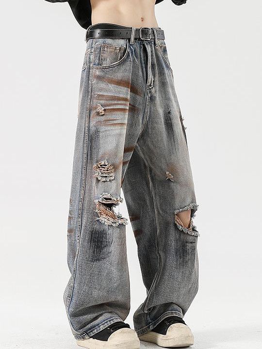 Japanese Brand × Vintage Ripped Printed Jeans Men's Vintage Straight Trousers Size US 32 / EU 48 - 3 Thumbnail