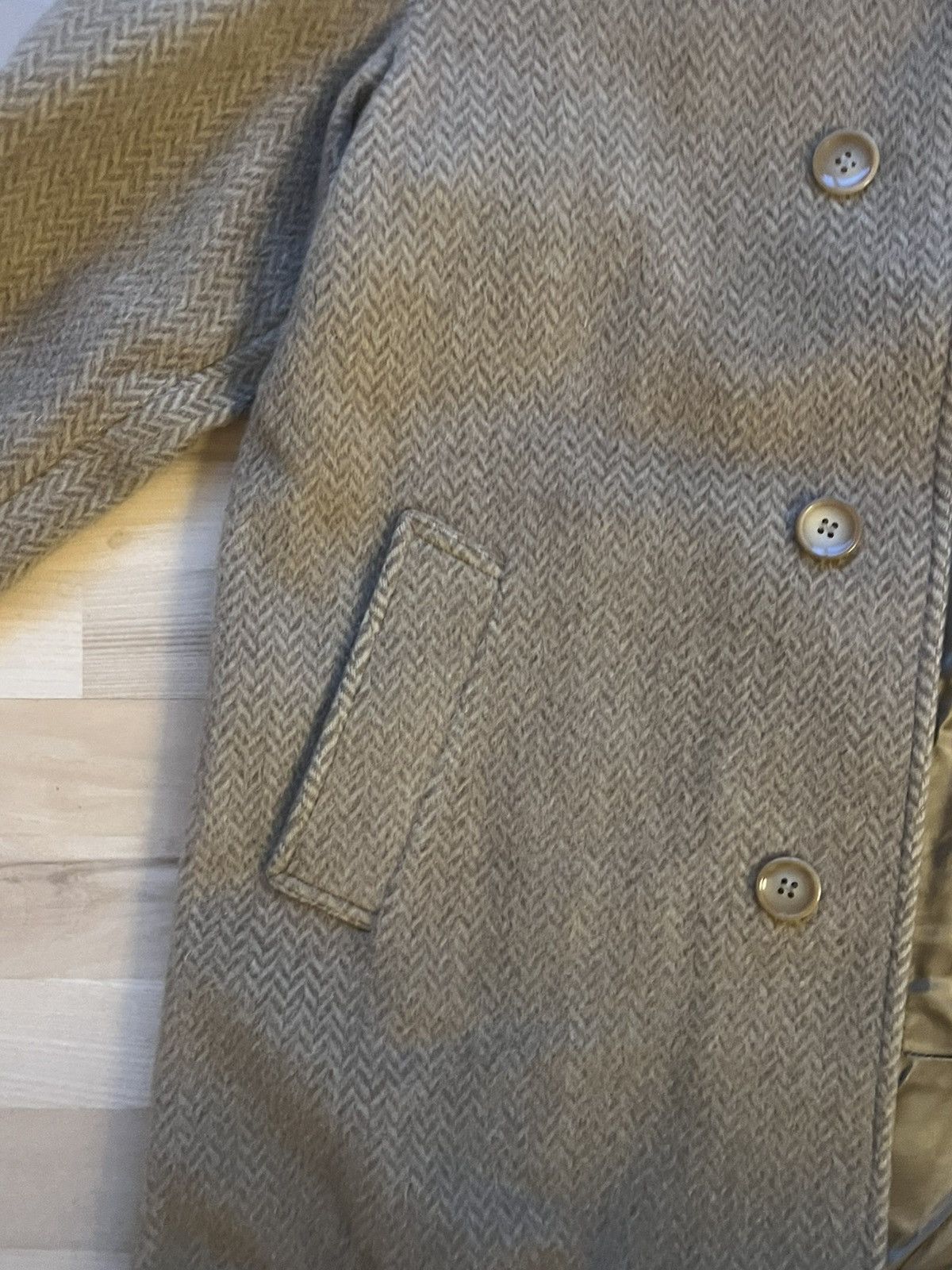 Vintage Beige Balmacaan Tweed Herringbone Overcoat Size US M / EU 48-50 / 2 - 3 Thumbnail