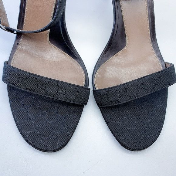 Gucci Gucci GG Canvas Ankle Strap Sandal in Black Size US 6 / IT 36 - 7 Thumbnail