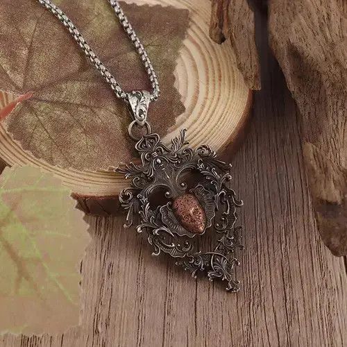 Other Gothic Clown Hand-Carved Necklace Size ONE SIZE - 4 Thumbnail