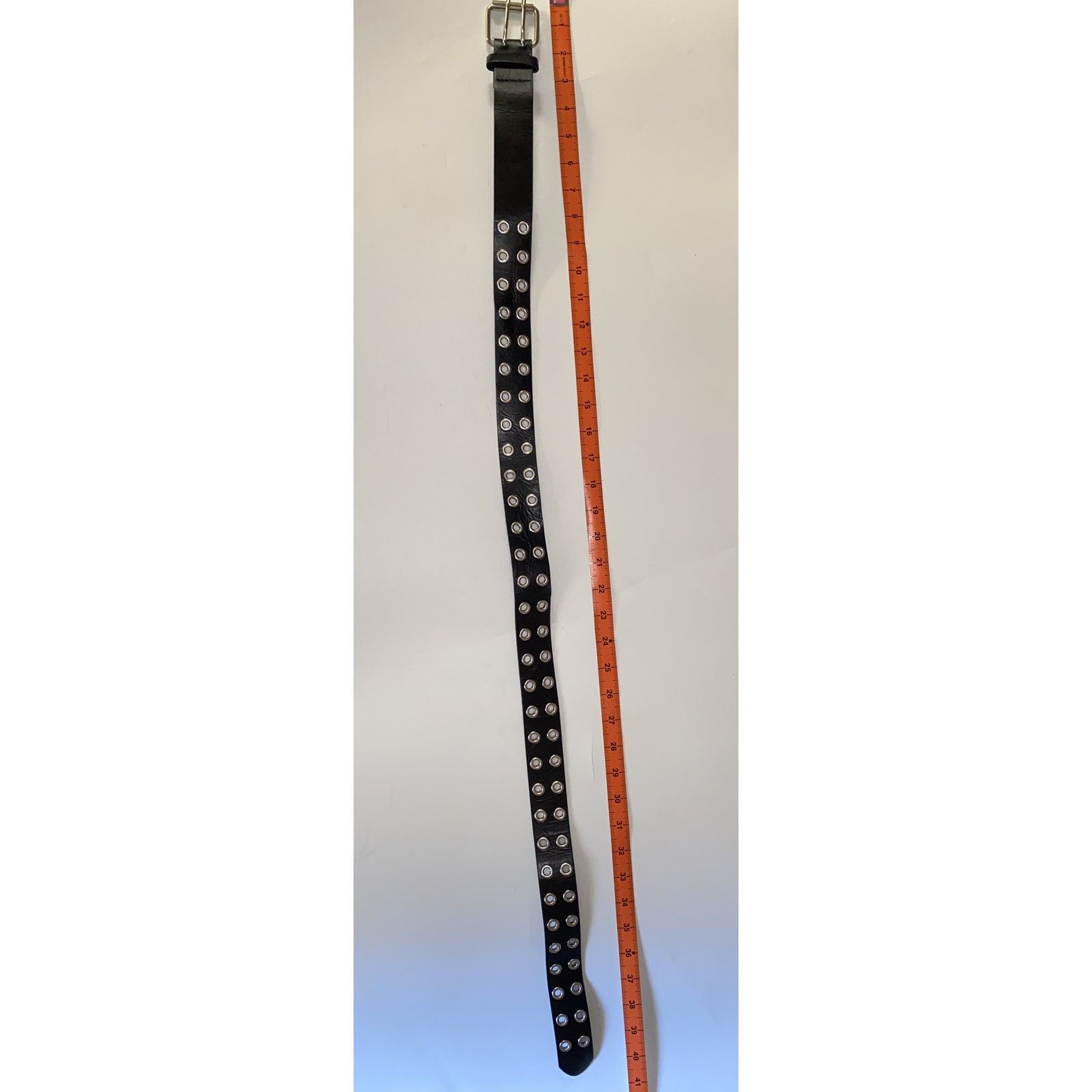 Other Black Faux Leather Double Prong Belt Silver-Tone Hardware Size ONE SIZE - 1 Thumbnail