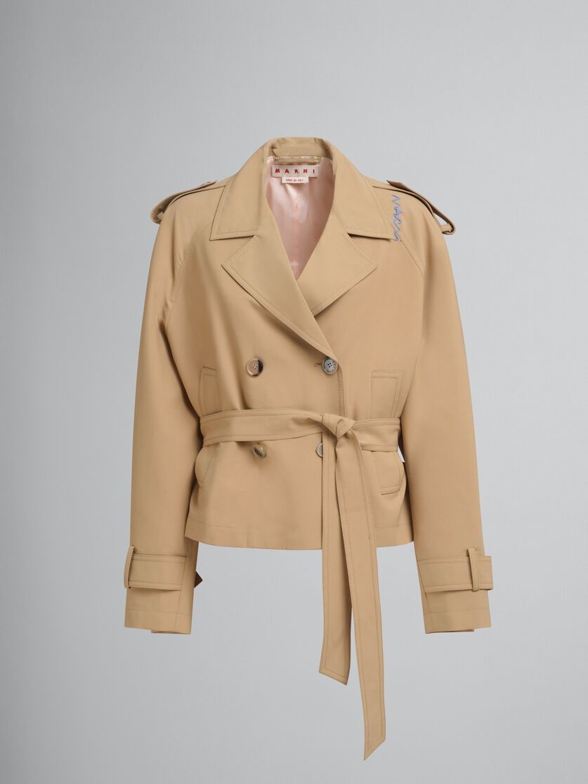 Marni o1f1d3z0326 Wool Blend Trench Jacket in Beige Size S / US 4 / IT 40 - 1 Thumbnail