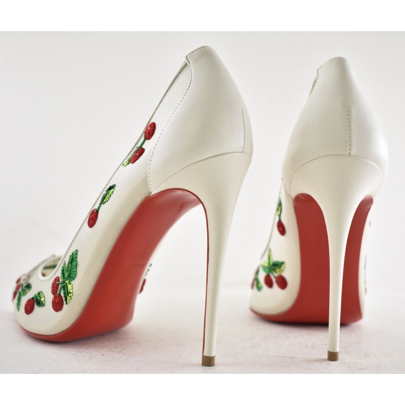 Christian Louboutin Christian Louboutin Cherrypump Latte White Organza Red 39.5 Size US 9.5 / IT 39.5 - 23 Thumbnail