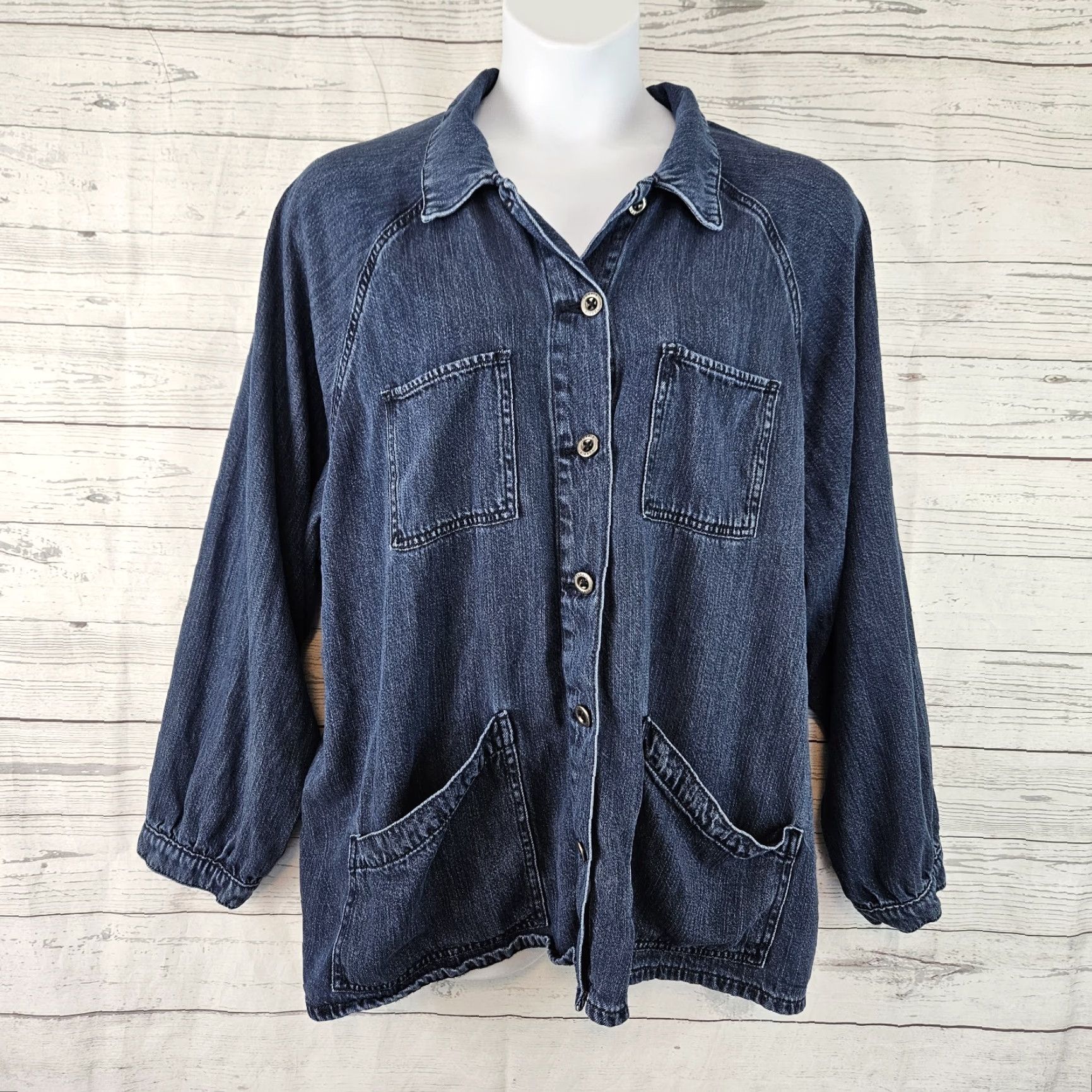 Torrid Torrid Jacket Womens Chore Blue Button Front Size 4X Lyocell Tencel Long Sleeve Plus Womens Torrid Chore Jacket Blue Button Front Size 4X Size S / US 4 / IT 40 - 2 Thumbnail
