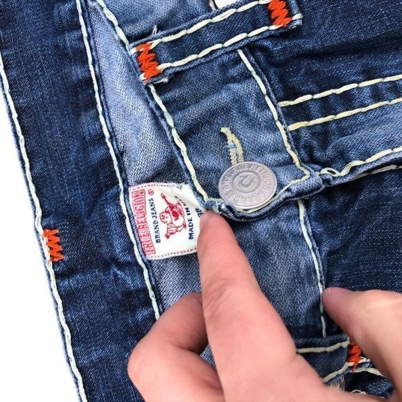 True Religion True Religion Jeans Size 38 RICKY SUPER T Blue Trashed Paint Size US 38 / EU 54 - 7 Thumbnail