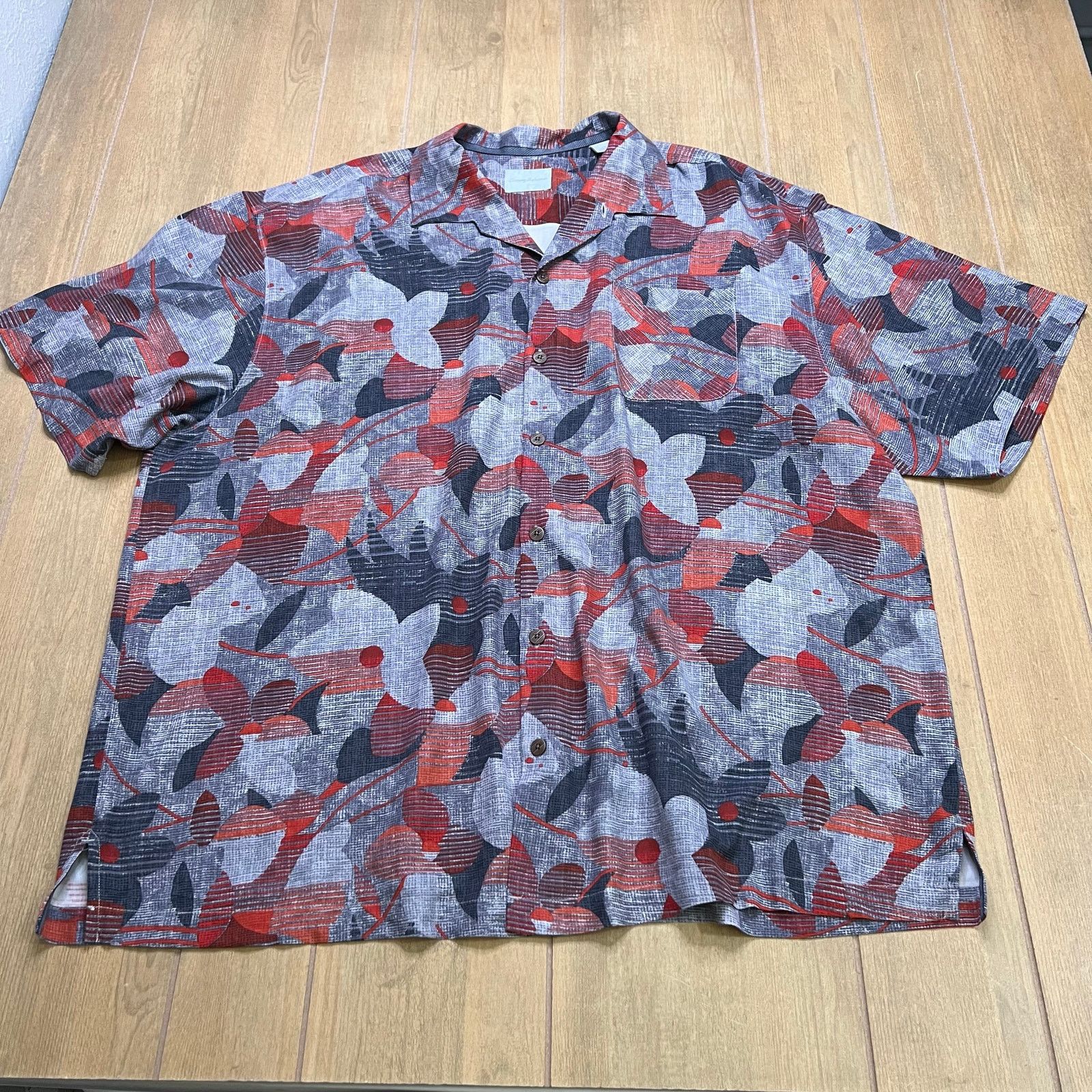 Tommy Bahama Tommy Bahama Silk Shirt Mens Medium Gray Abstract Hawaiian Size US XXL / EU 58 / 5 - 8 Thumbnail