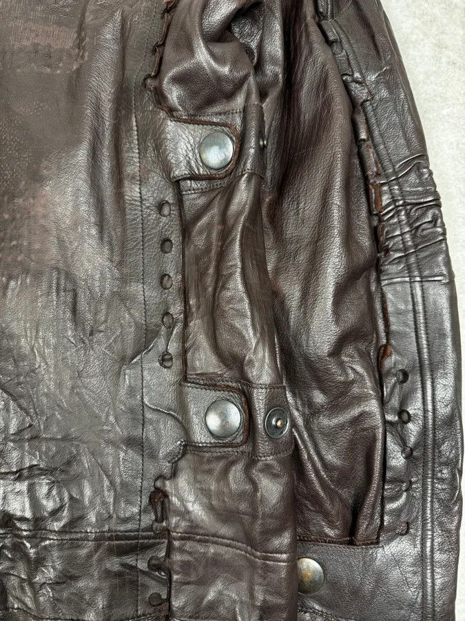 Marithe + Francois Girbaud FW2002 Marithé + François Girbaud Brown Plissed Leather Jacket Size US M / EU 48-50 / 2 - 10 Thumbnail