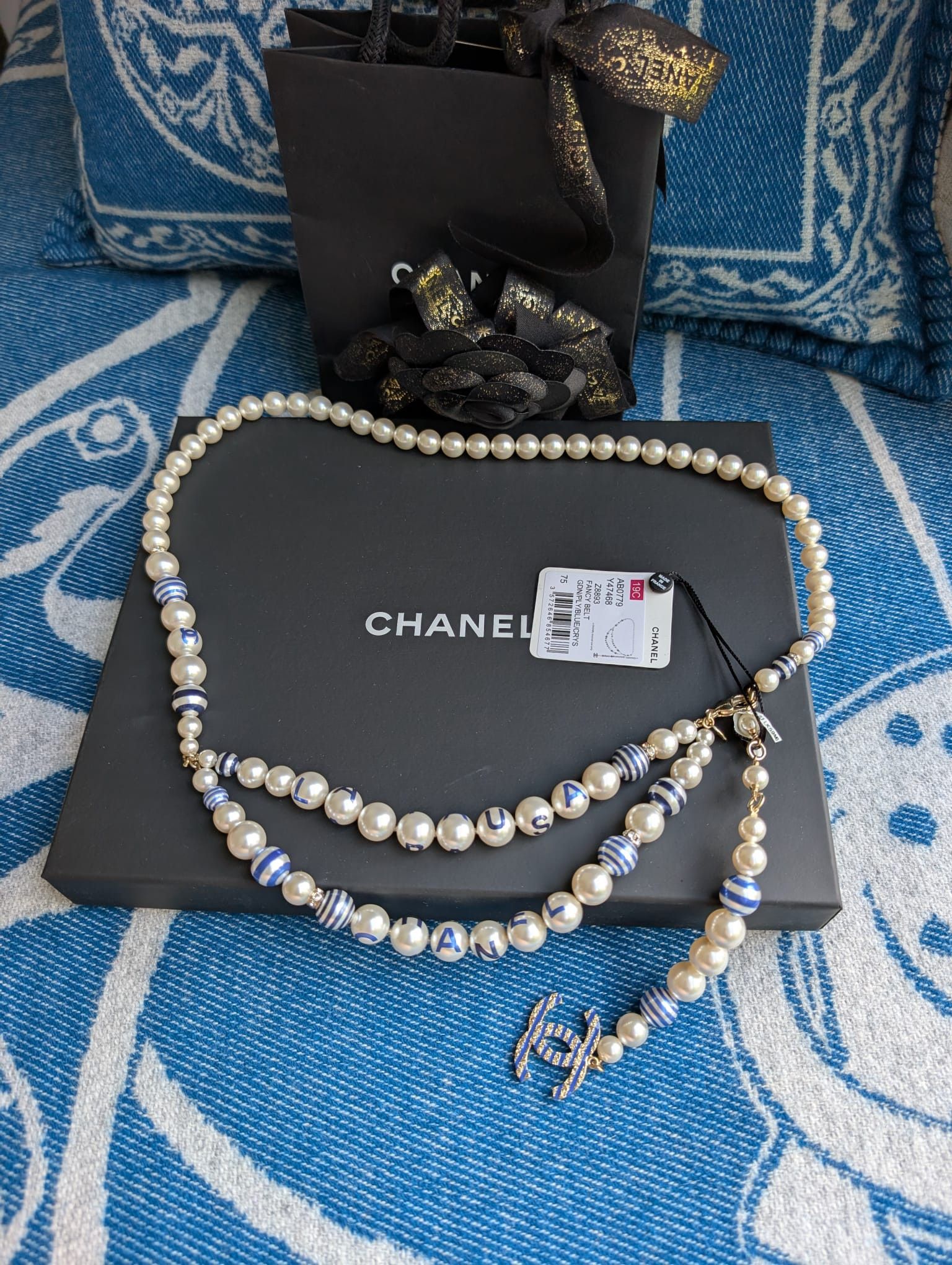 Chanel Chanel CC P19C La Pausa Pearl Logo GHW necklace belt tag Size ONE SIZE - 1 Thumbnail