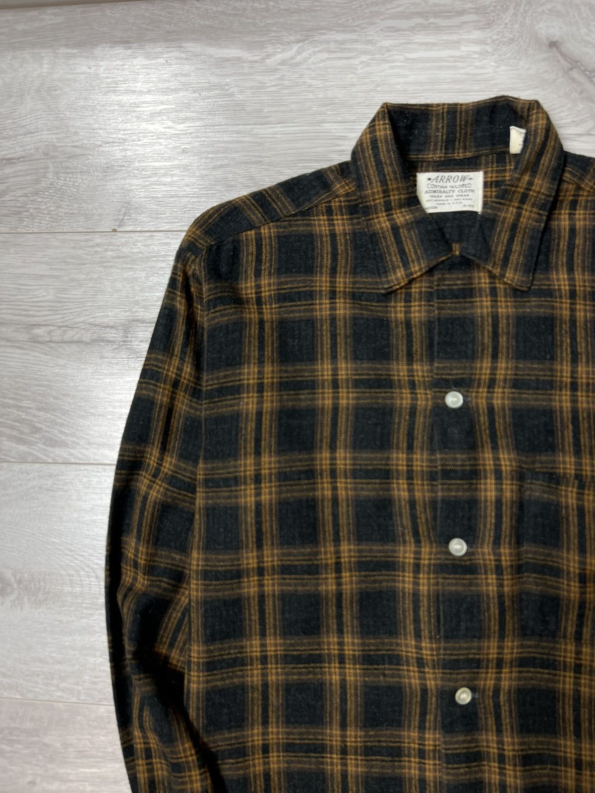 Arrow Vintage 50s / 60s Arrow Flannel Checkered Shirt Wool Acrylic Size US M / EU 48-50 / 2 - 3 Thumbnail