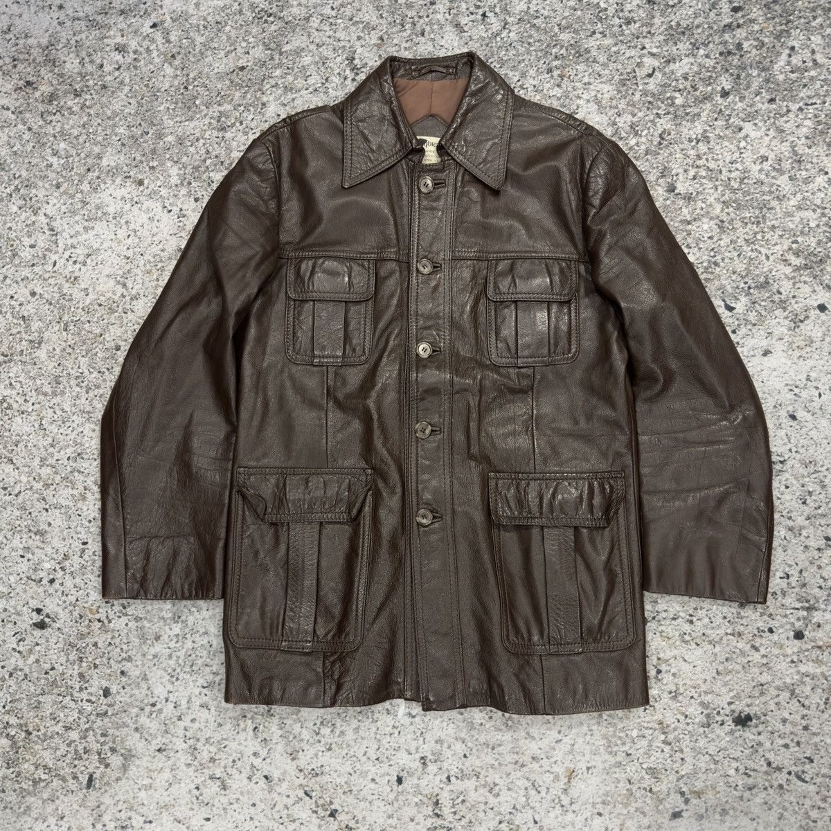 Vintage 70s Claybrooke Cowhide Brown Leather Mod Style Jacket Size US L / EU 52-54 / 3 - 6 Thumbnail