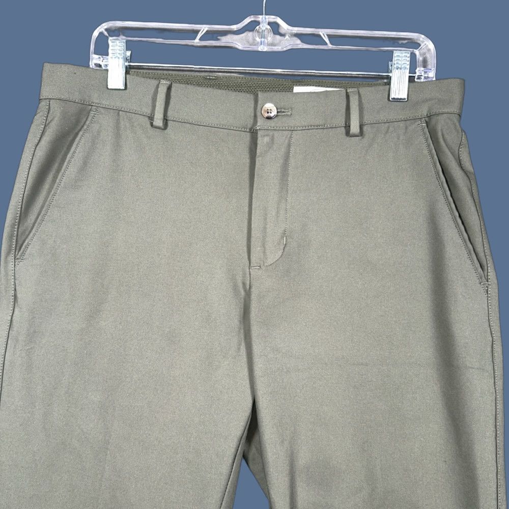 Olive Greg Norman Mens Performance Classic Pants Olive Green 32x30 Slash Pockets Size US 32 / EU 48 - 1 Thumbnail