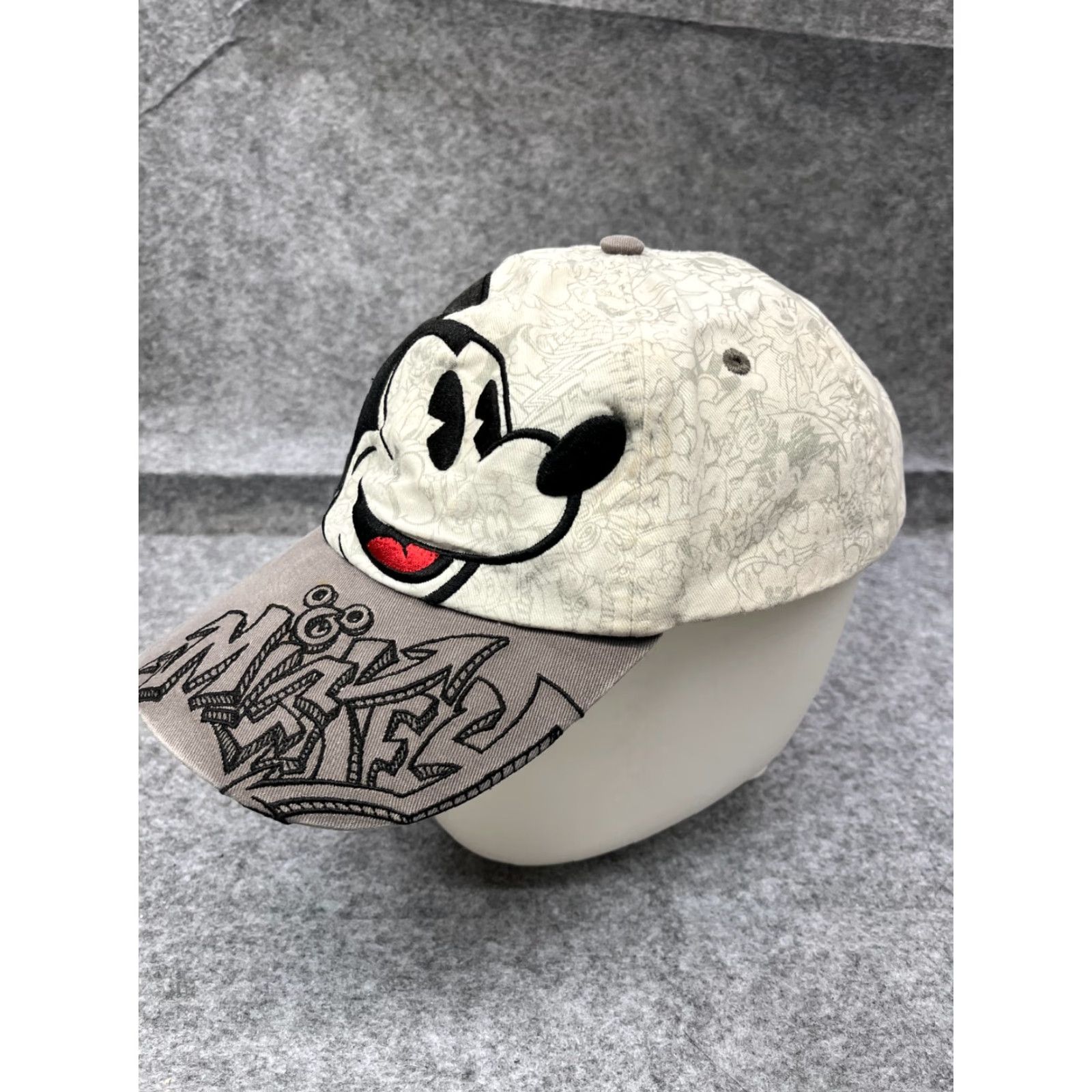 Disney VINTAGE Disney Walt Disney World Mickey Mouse Hat Cap Strap Back Adult White Cotton Graffiti Baseball Cap Unisex Size ONE SIZE - 4 Thumbnail