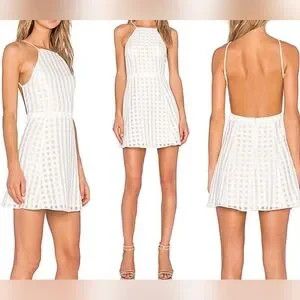 NBD Animosity Ivory Skater Dress Backless Gingham Halter Party Size M / US 6-8 / IT 42-44 - 1 Thumbnail