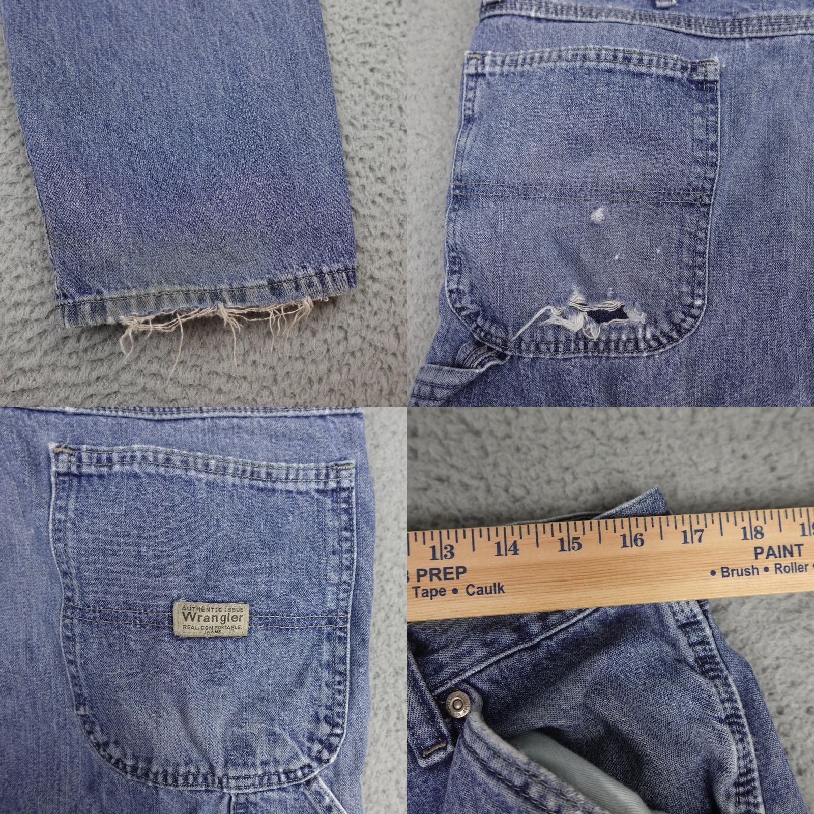 Wrangler Wrangler Jeans Mens 34x29 Blue Denim Distressed Baggy 5-Pocket Relaxed Straight Vintage No N/A Size US 36 / EU 52 - 8 Thumbnail