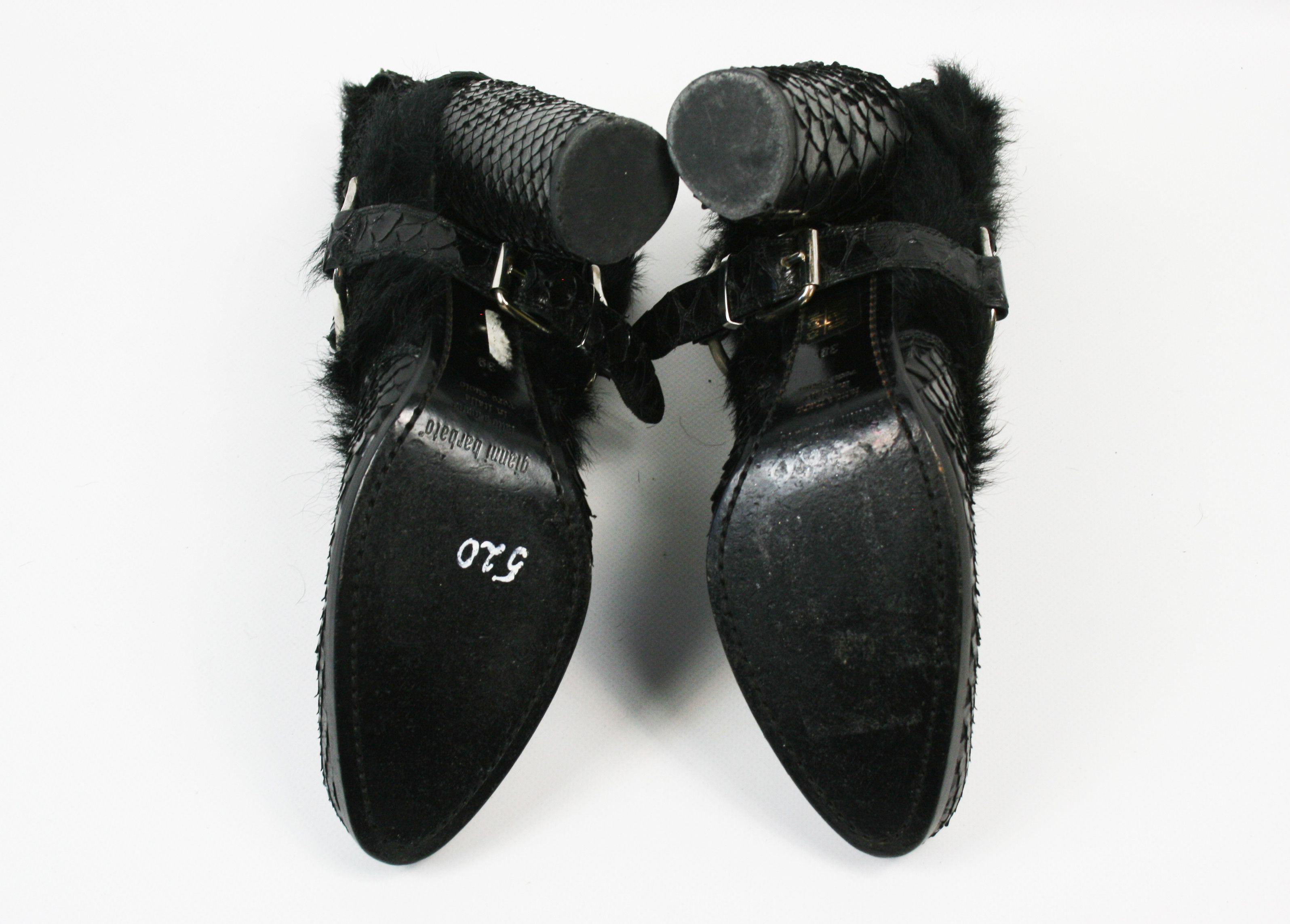 Gianni Barbato 00S Avant Garde Chewbacca Straps Fur Heeled Boots Vintage Size US 9 / IT 39 - 10 Thumbnail