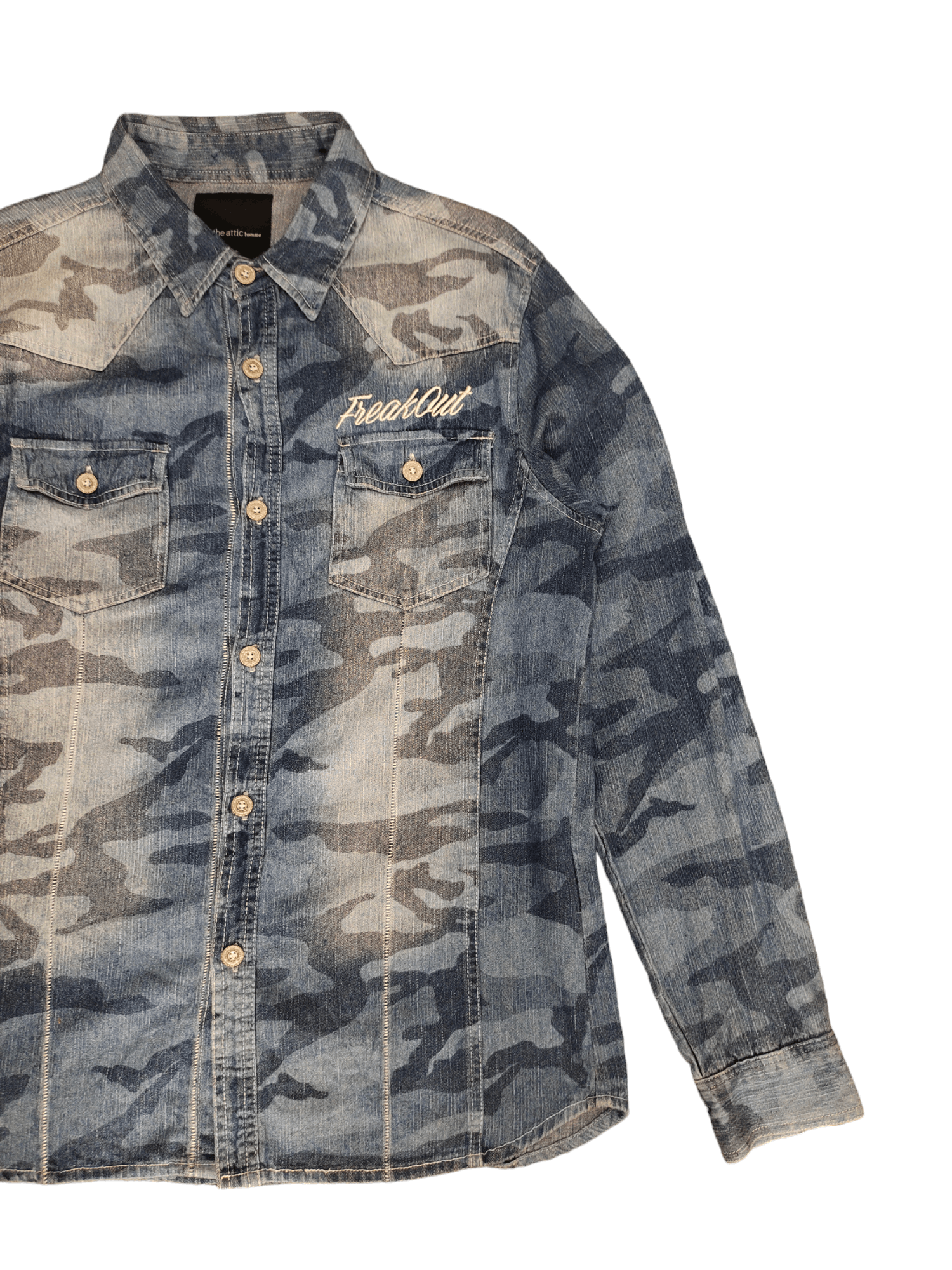 In The Attic In The Attic Homme Camo Double Pocket Denim Shirt Size US M / EU 48-50 / 2 - 6 Thumbnail