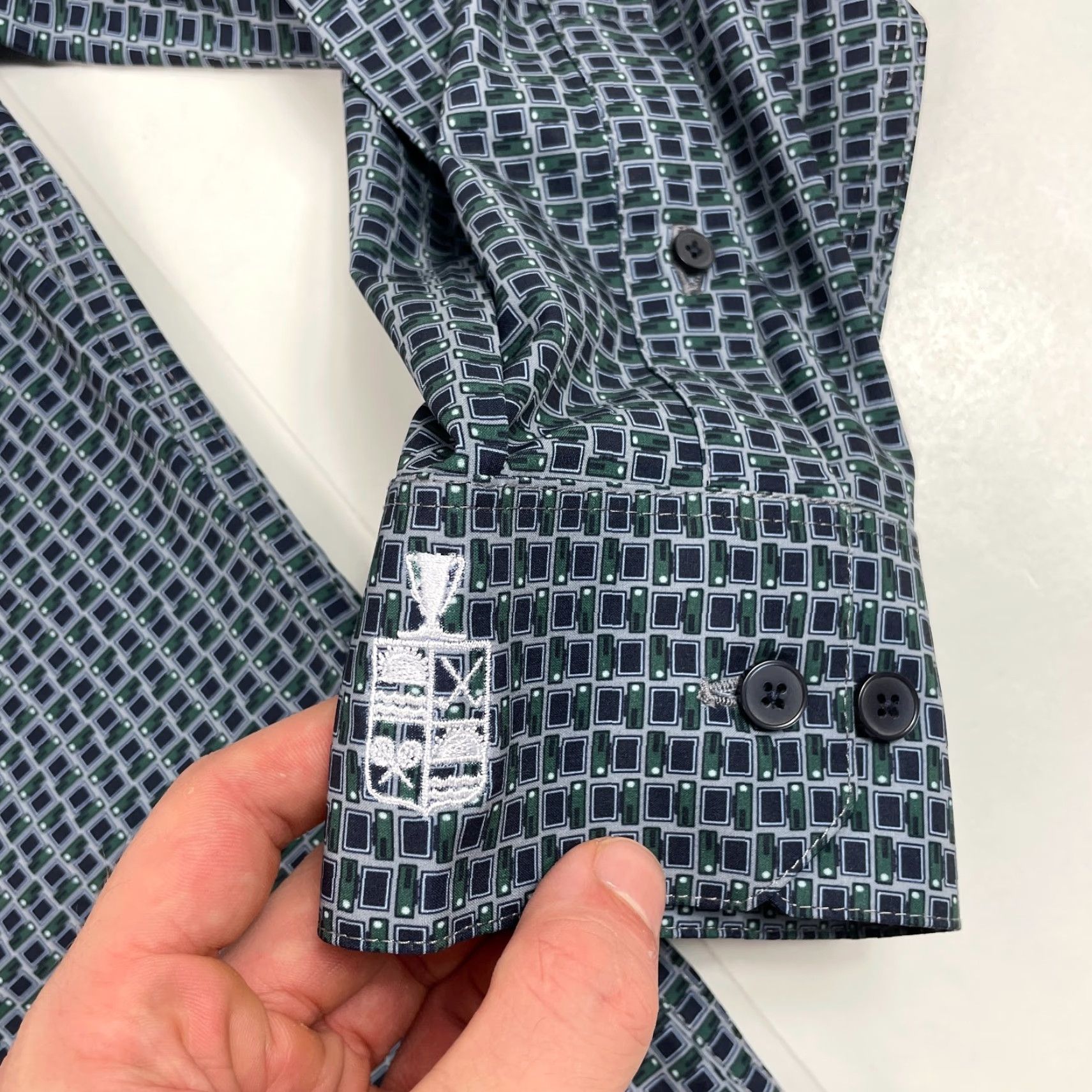 Mizzen+Main Mizzen+Main Shirt Men Large Blue Leeward Geometric Button Up Golf Golfer Stretch Size US L / EU 52-54 / 3 - 6 Thumbnail