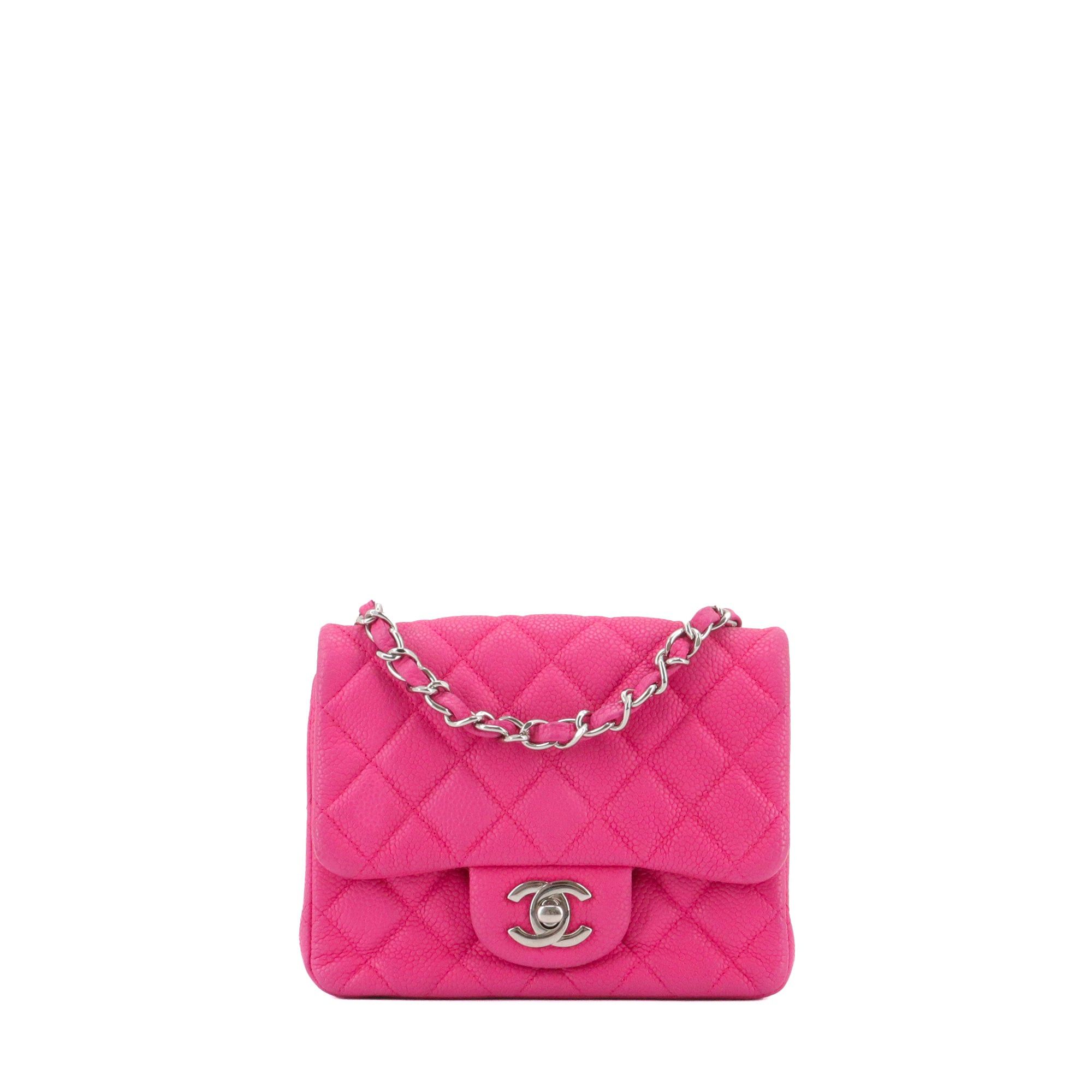 Chanel - Chanel Mini Square Timeless/classique Shoulder Bag In Pink Caviar Leather, Women's