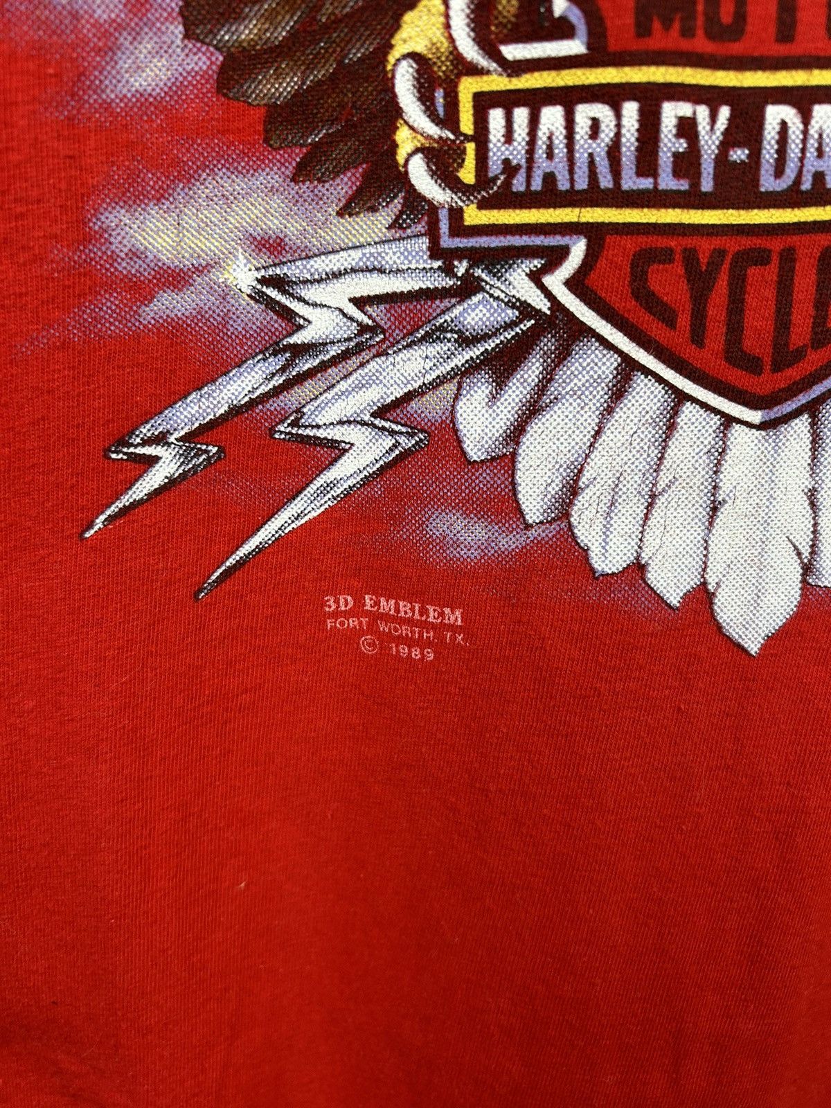 Harley Davidson × Vintage Vintage 1989 3D Emblem Harley Davidson Eagle Tee Size US L / EU 52-54 / 3 - 8 Thumbnail