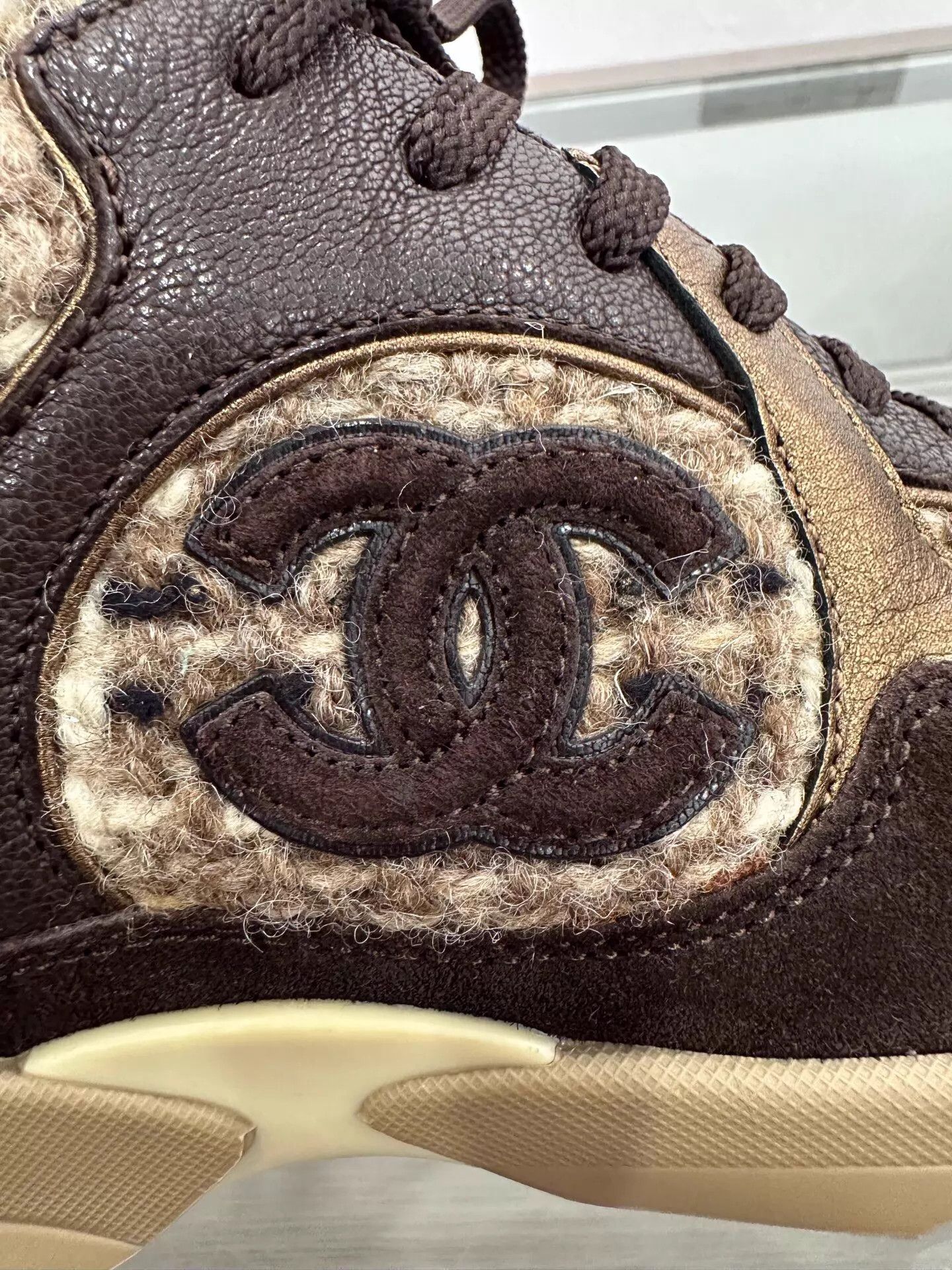 Chanel Chanel Women's Black Suede Tweed CC Sneakers Size US 7 / IT 37 - 6 Thumbnail